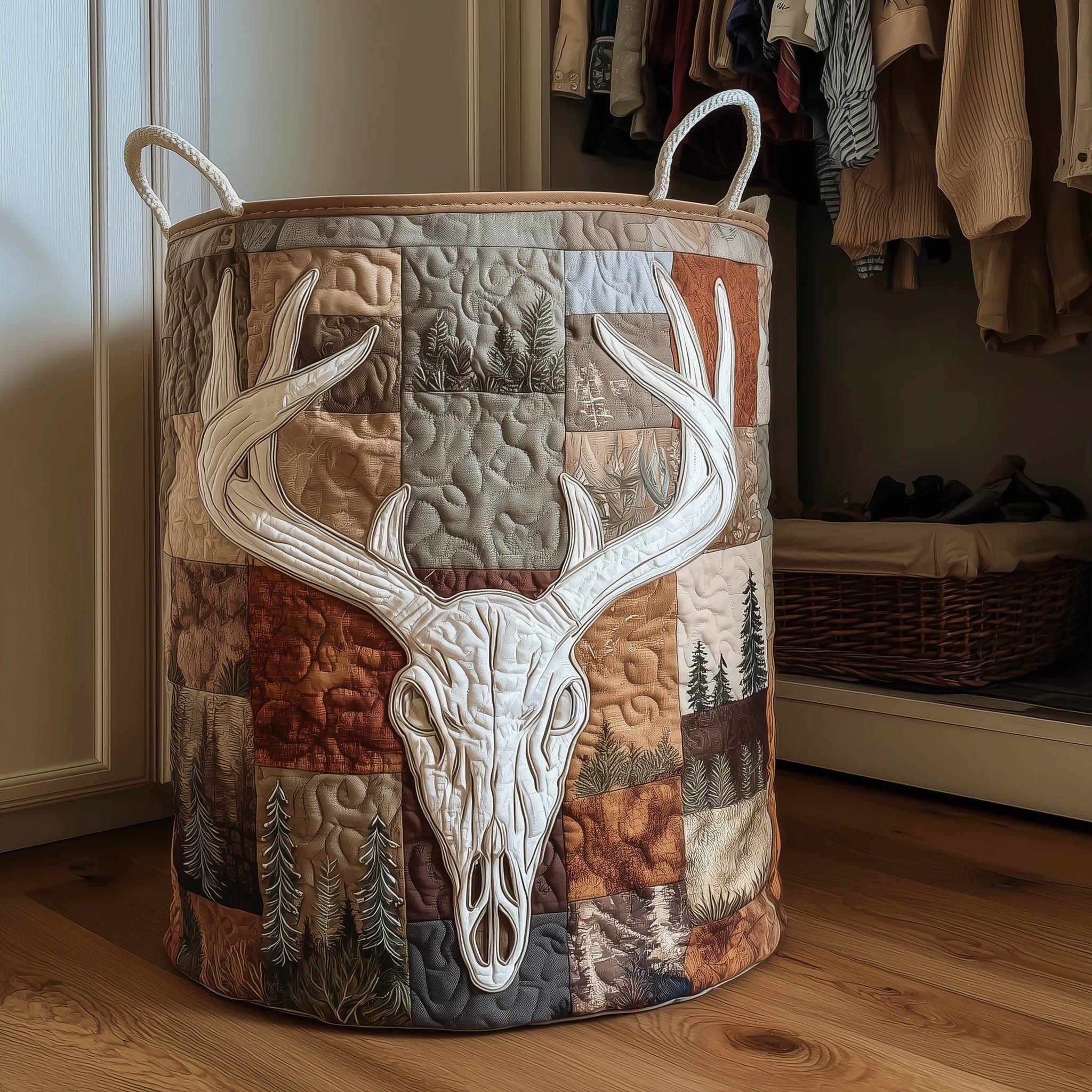Rustic Antler Quilted Laundry Basket Best Laundry Hamper Gift Ideas For Sister In Law - Tradiviet