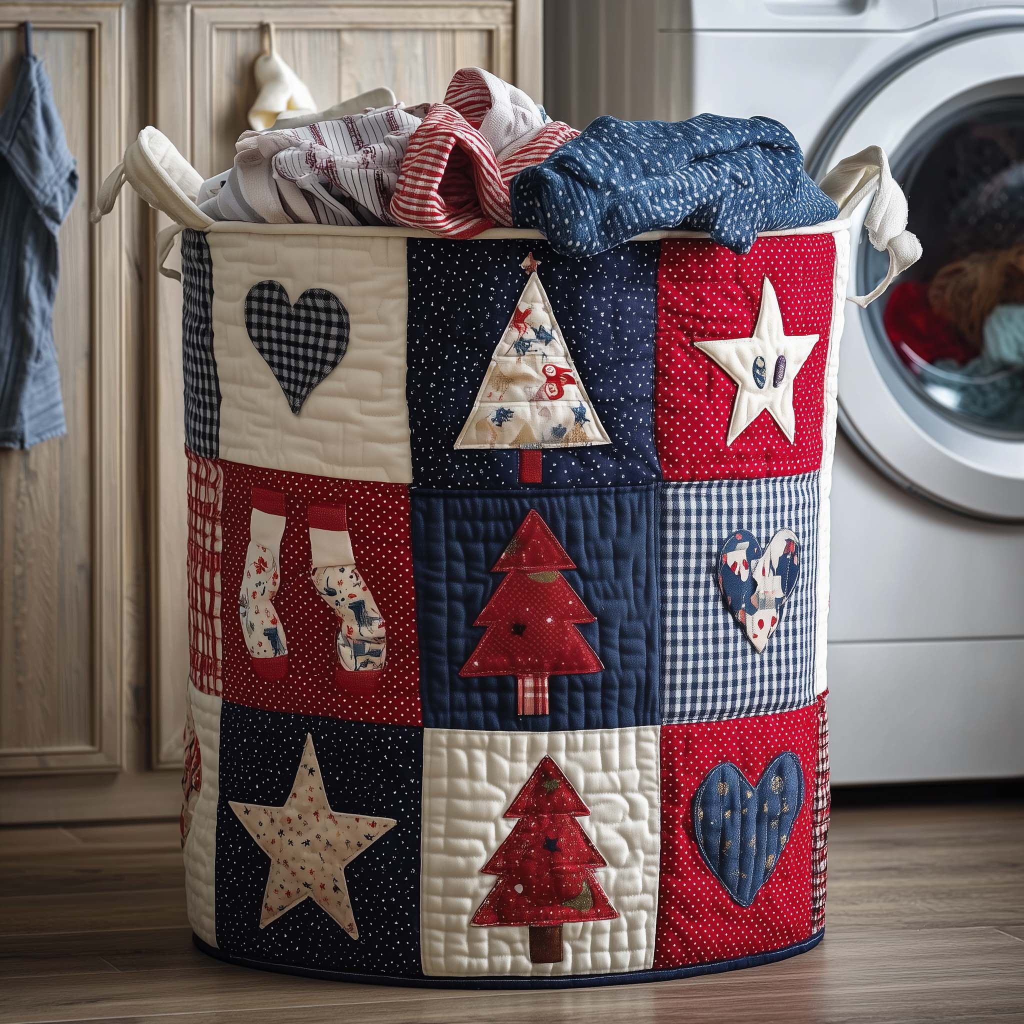 Rustic Christmas Quilted Laundry Basket Adorable Laundry Basket Father's Day Gifts - Tradiviet