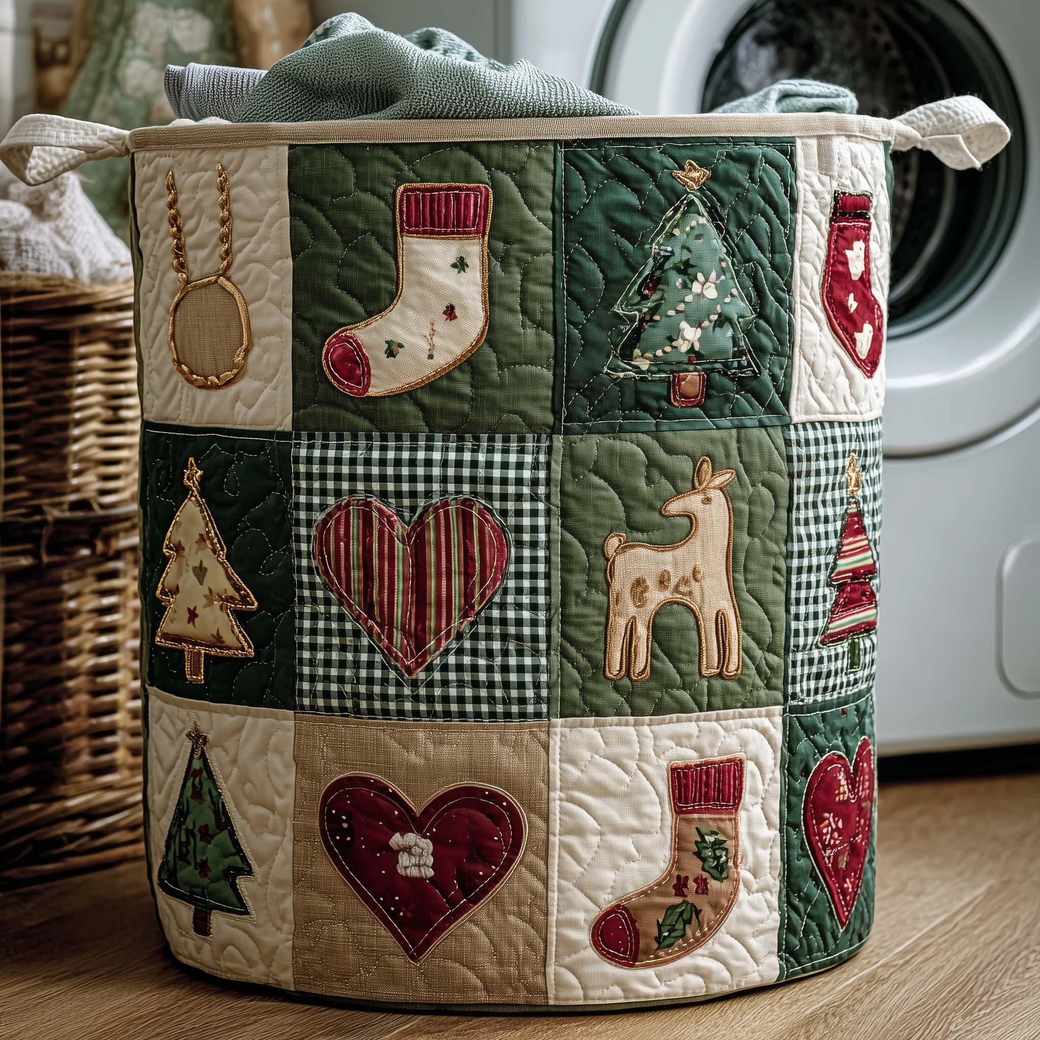 Rustic Christmas Quilted Laundry Basket Cool Laundry Hamper Mothers Day Ideas - Tradiviet