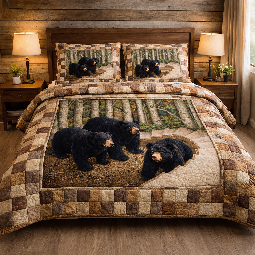 Rustic Guardian Quilted Bedding Set Bedroom Decorations Heartwarming Gift For Forest Lovers - Tradiviet