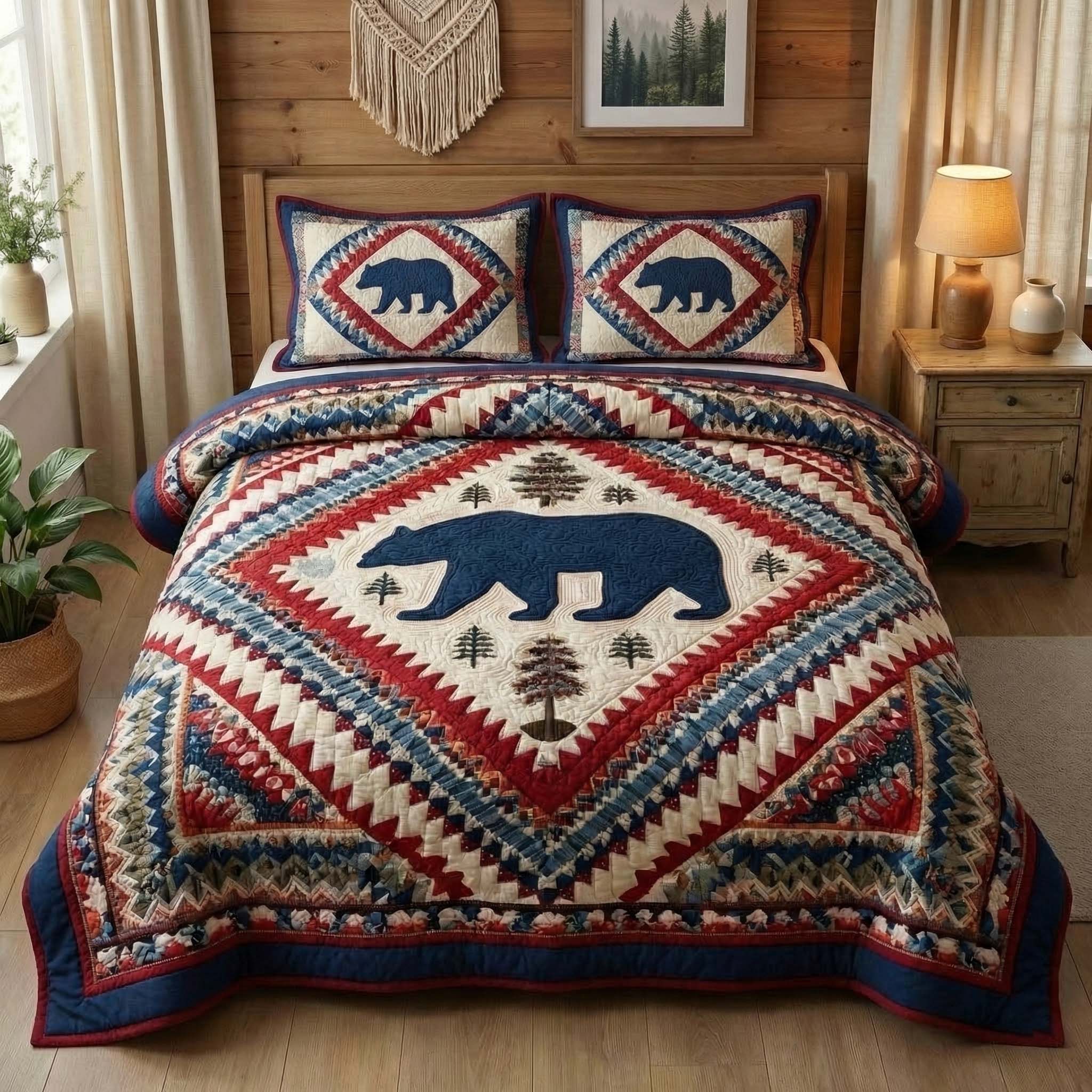 Rustic Lodge Star Quilted Bedding Set Decorating Your Home For Holiday Perfect Gift For Star Enthusiasts - Tradiviet