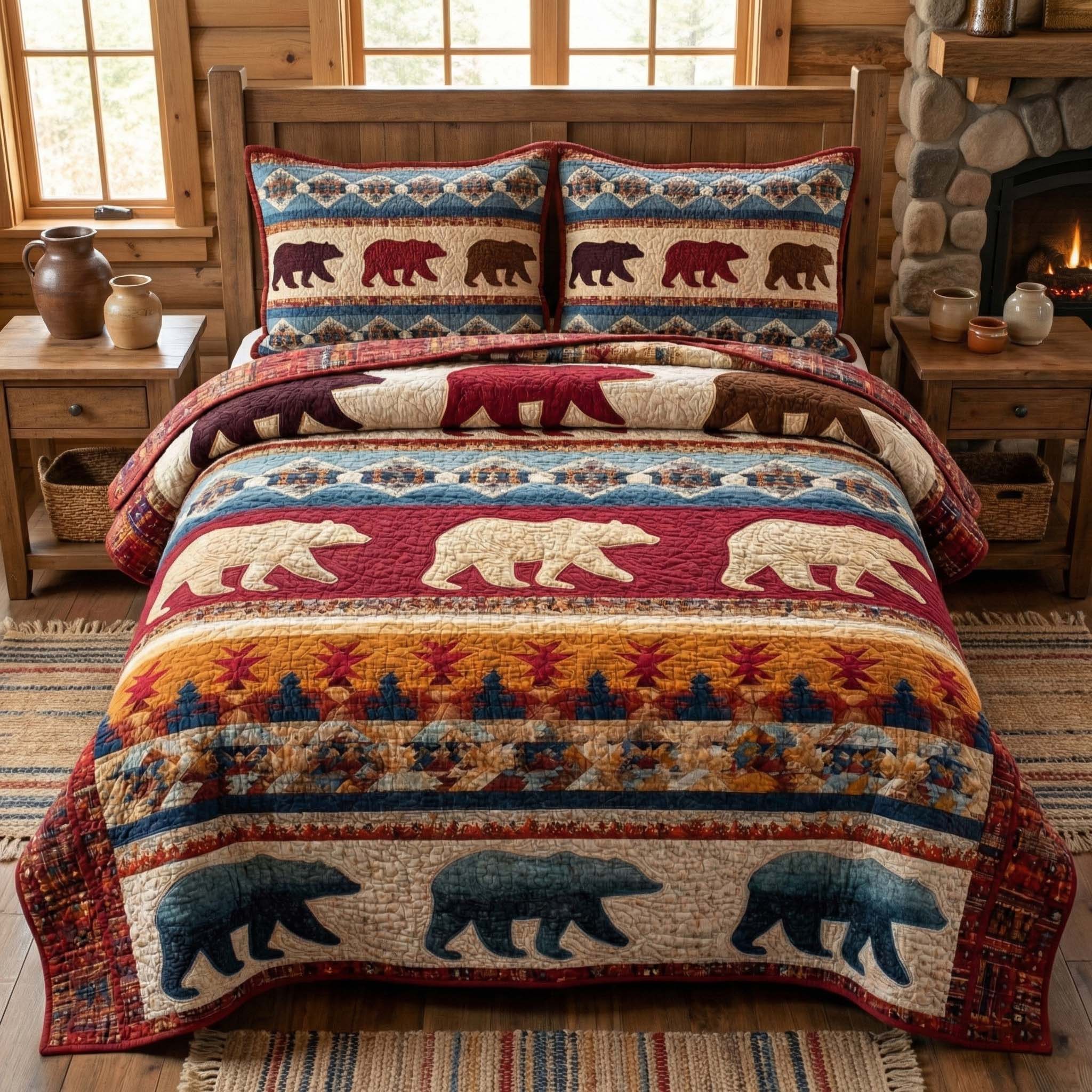 Rustic Patch Quilted Bedding Set Bedroom Decorations Presents For Sister - Tradiviet