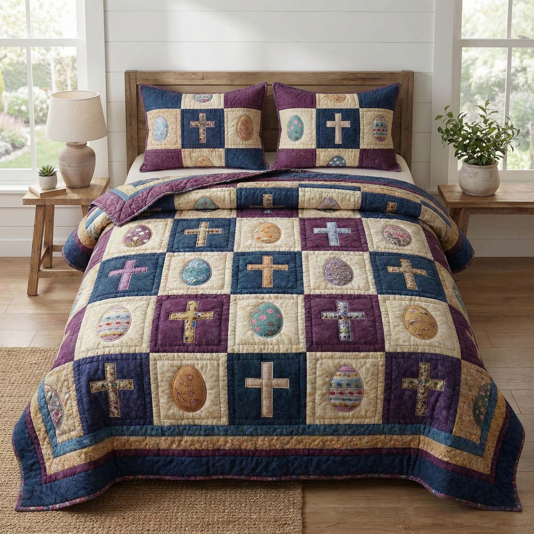 Sacred Patchwork Quilted Bedding Set Room Decoration Items Gift For Warm And Cozy Nights - Tradiviet