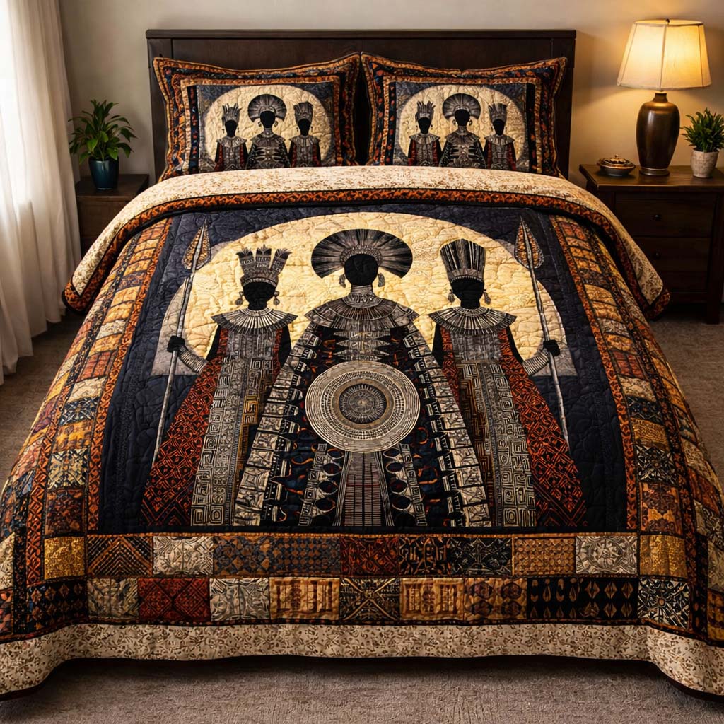 Sacred Tribal Emperors Quilted Bedding Set Room Decoration Items Gift For Tribal History Enthusiasts - Tradiviet