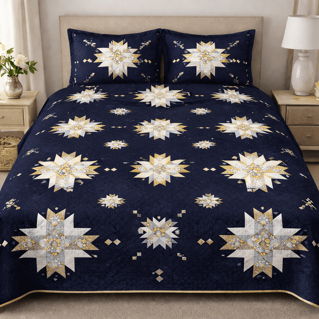 Sapphire Starfall Quilt Bedding Set Navy Duvet Covers Gift for Mother In Law