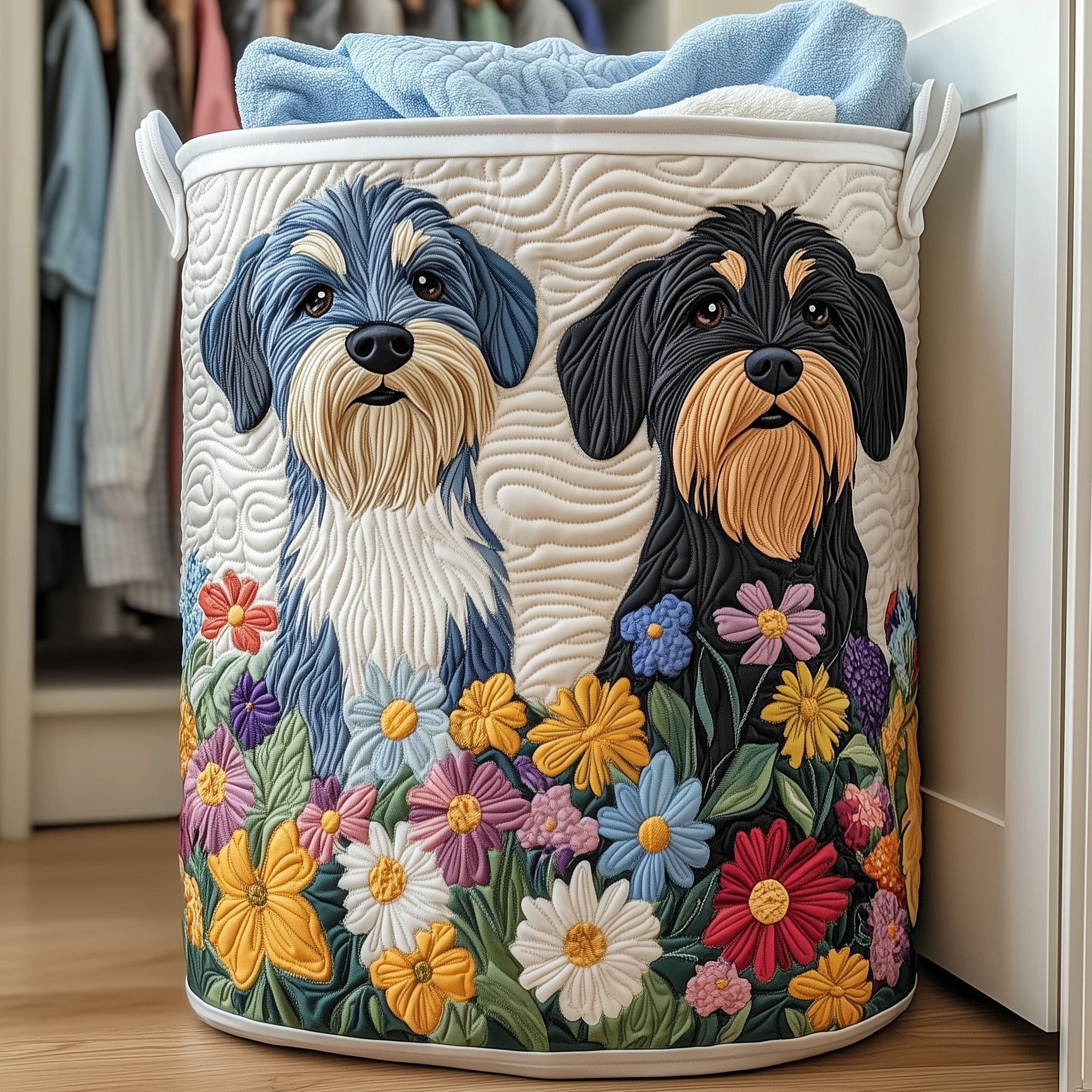 Schnauzer Joy Quilted Laundry Basket Funny Baskets Mother's Day Gift Ideas - Tradiviet