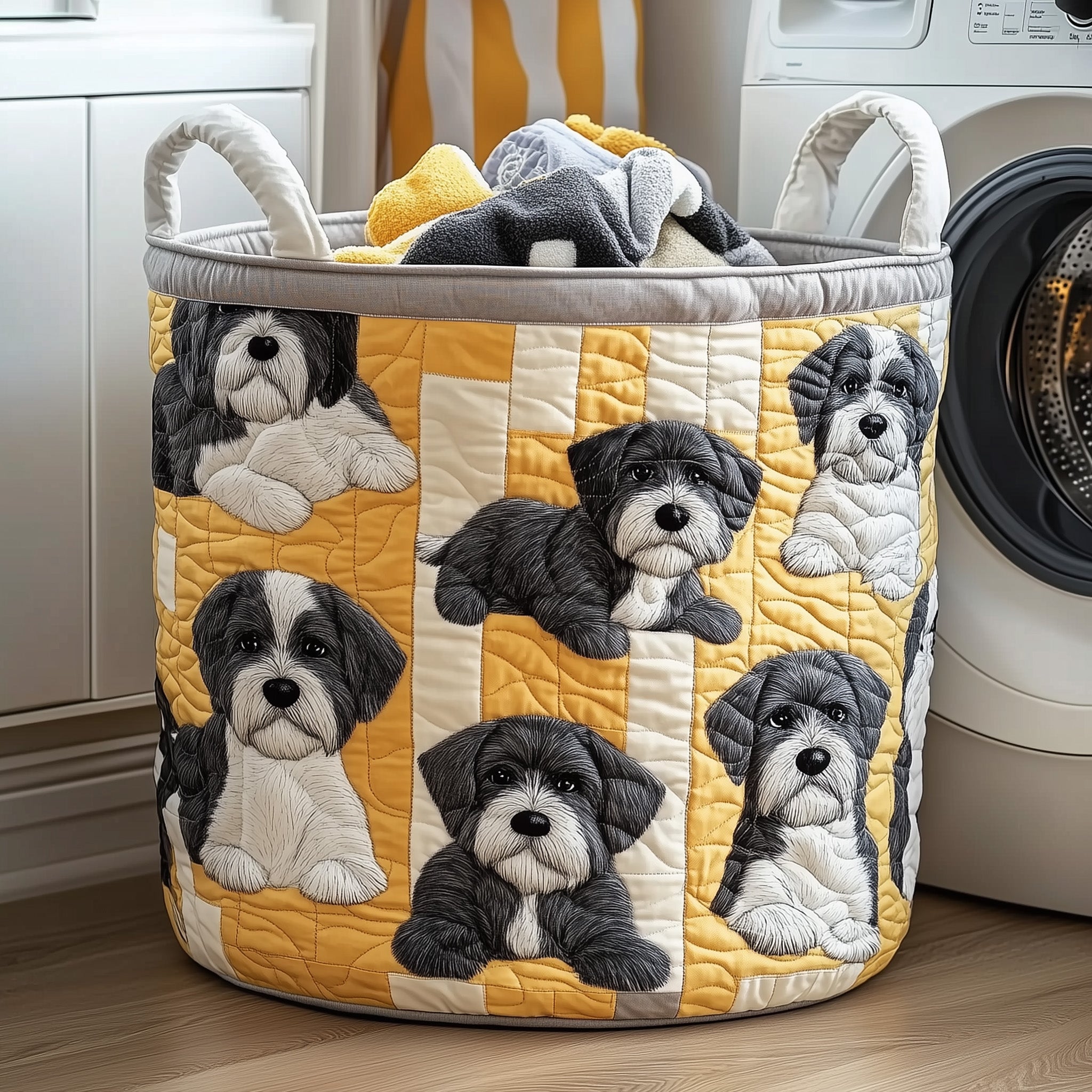 Schnauzer Quilted Laundry Basket Best Laundry Hamper Father's Day Gift Ideas - Tradiviet