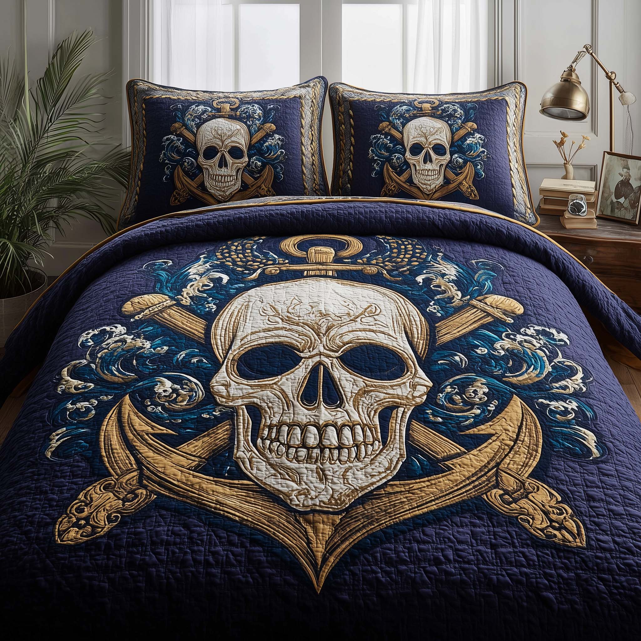Sea Bone Quilted Bedding Set Room Decoration Items Gift For Coastal Homes - Tradiviet