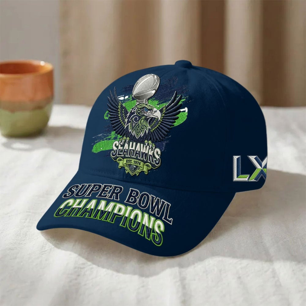 Seahawks Champions 2026 Merch Hat Print Seahawks Super Bowl Apparel Gift Ideas - Tradiviet - Image 2