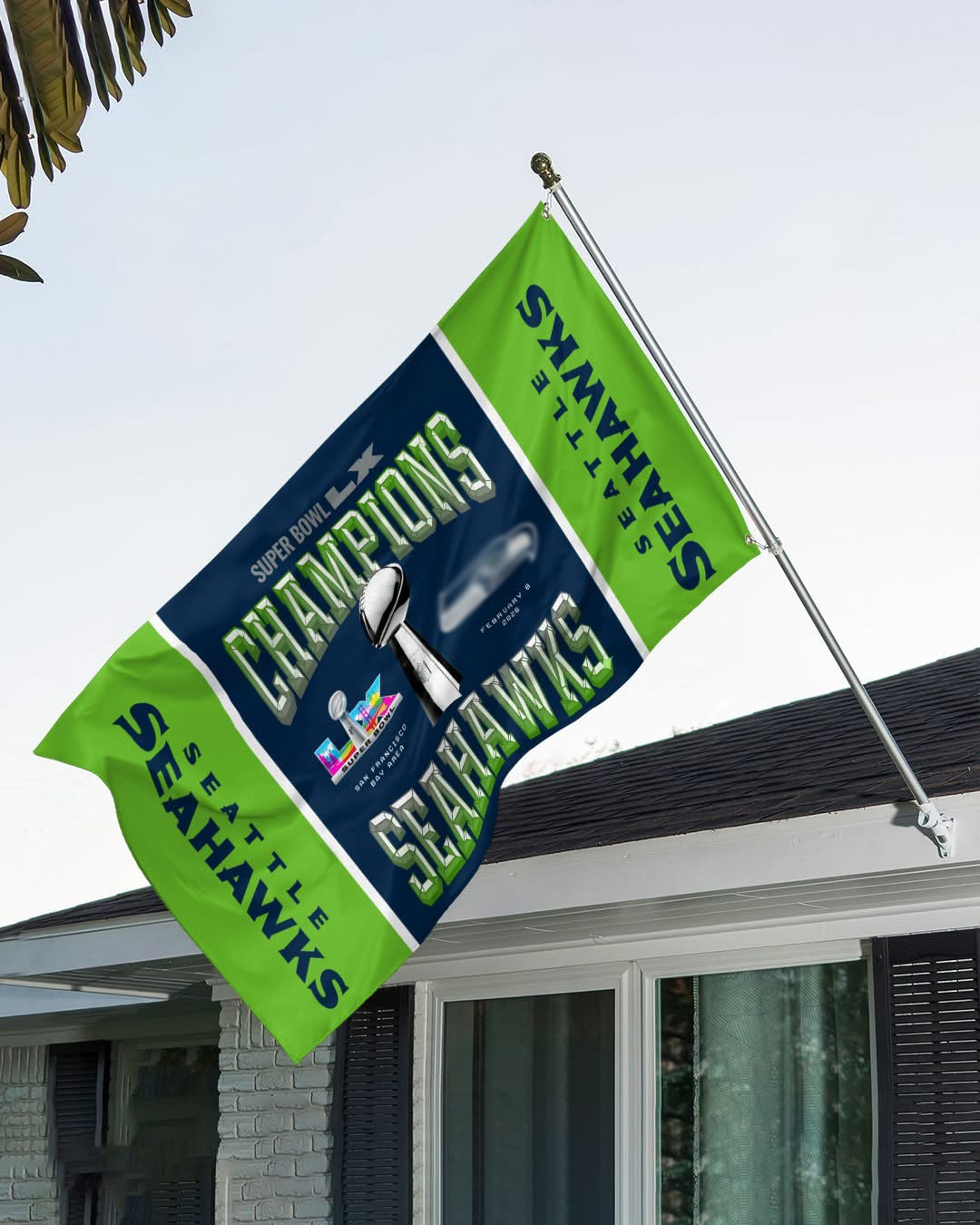 Seahawks Super Bowl Champions Flag Seahawks Champions Merch Hawks Pride Home Decor - Tradiviet