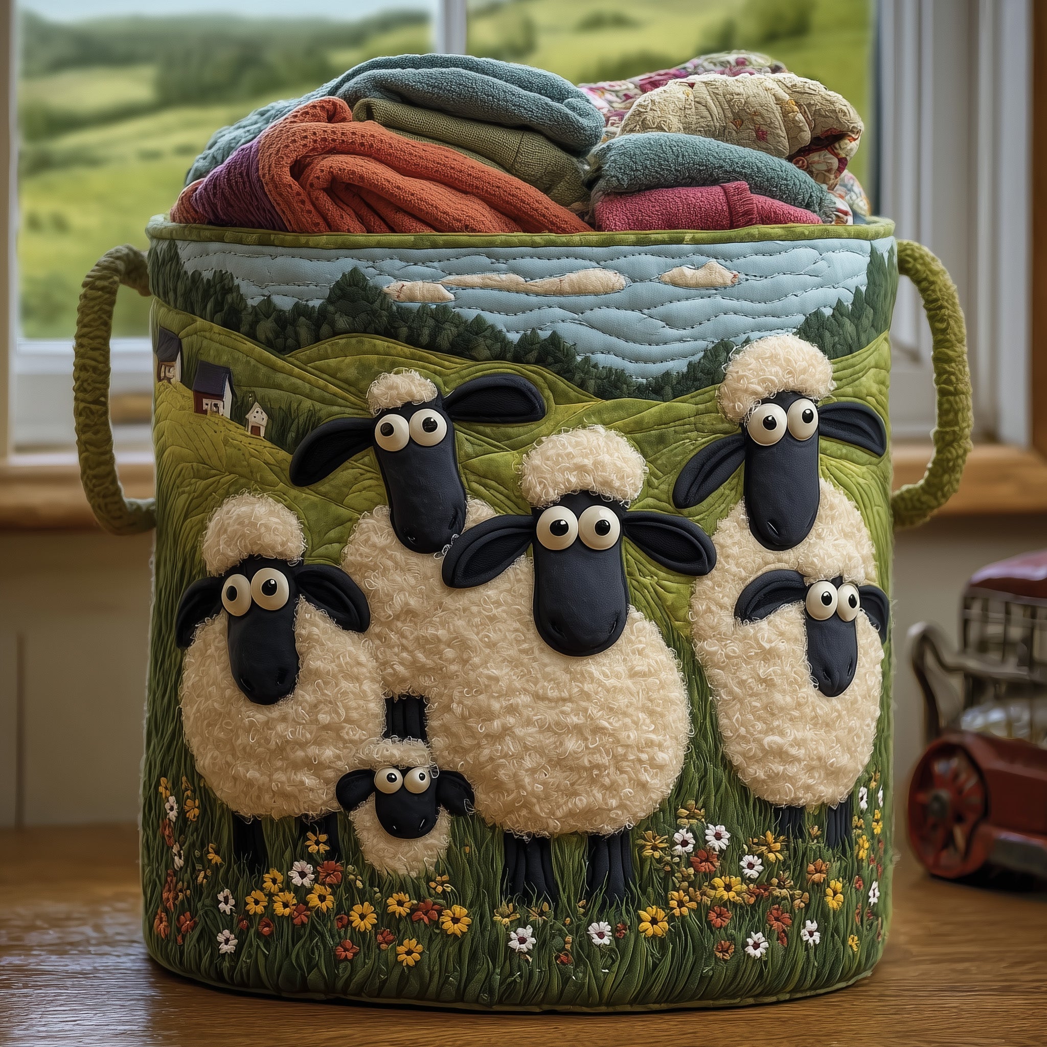 Sheep Heaven Quilted Laundry Basket Adorable Laundry Basket Great Father's Day Gifts - Tradiviet