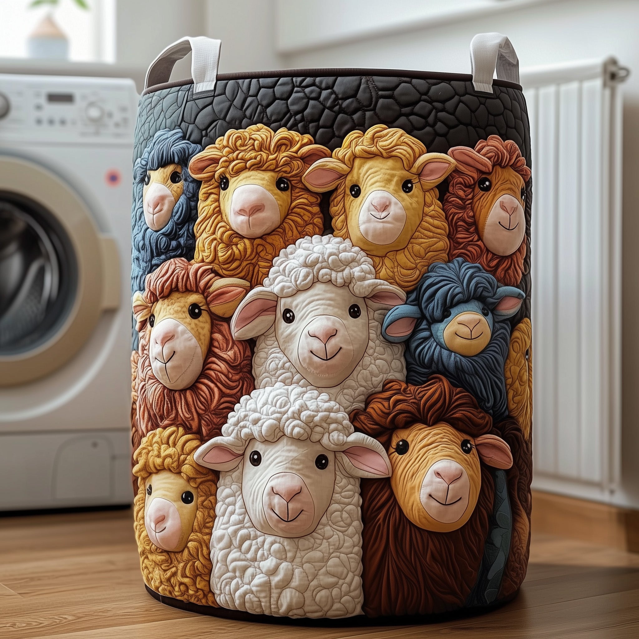 Sheep Quilted Laundry Basket Nice Storage Baskets Gift Ideas For Sister - Tradiviet