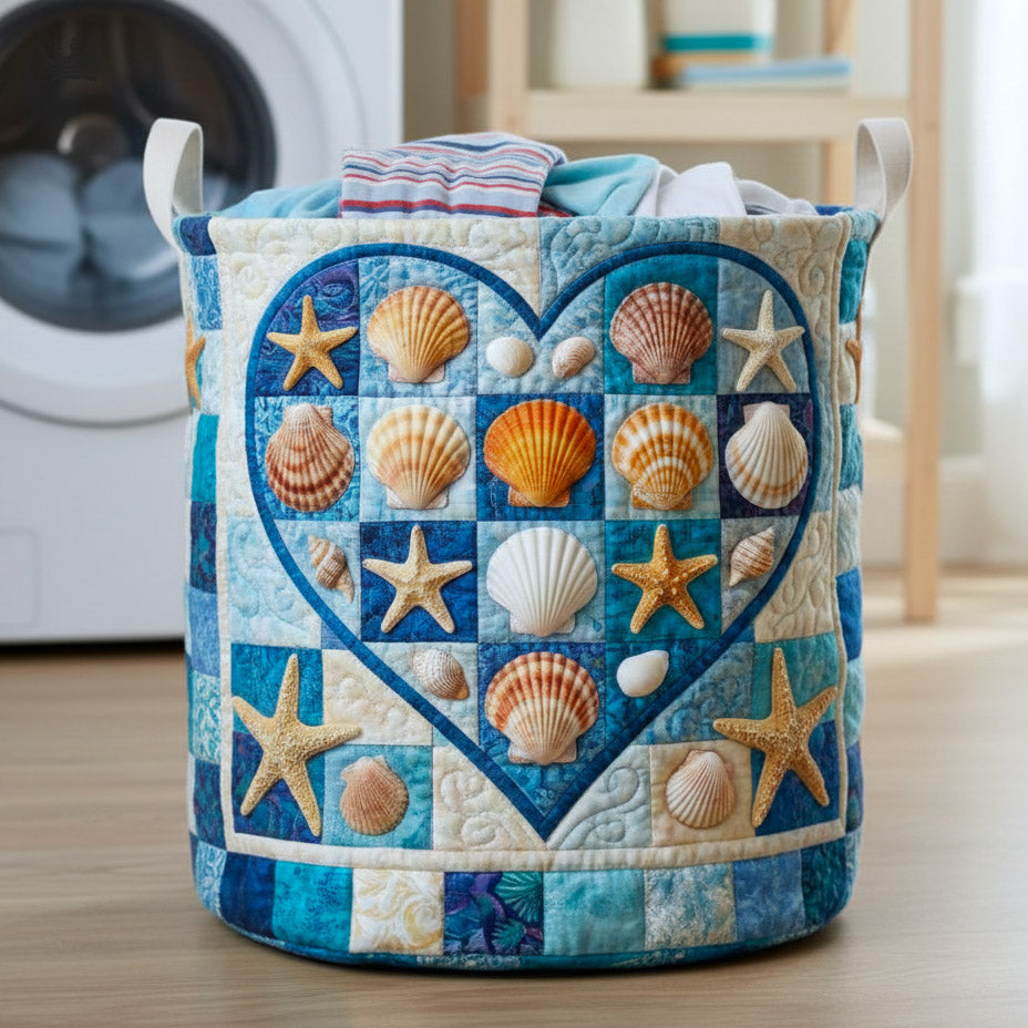 Shoreline Gems Quilted Laundry Basket Best Laundry Hamper Presents For Sister - Tradiviet