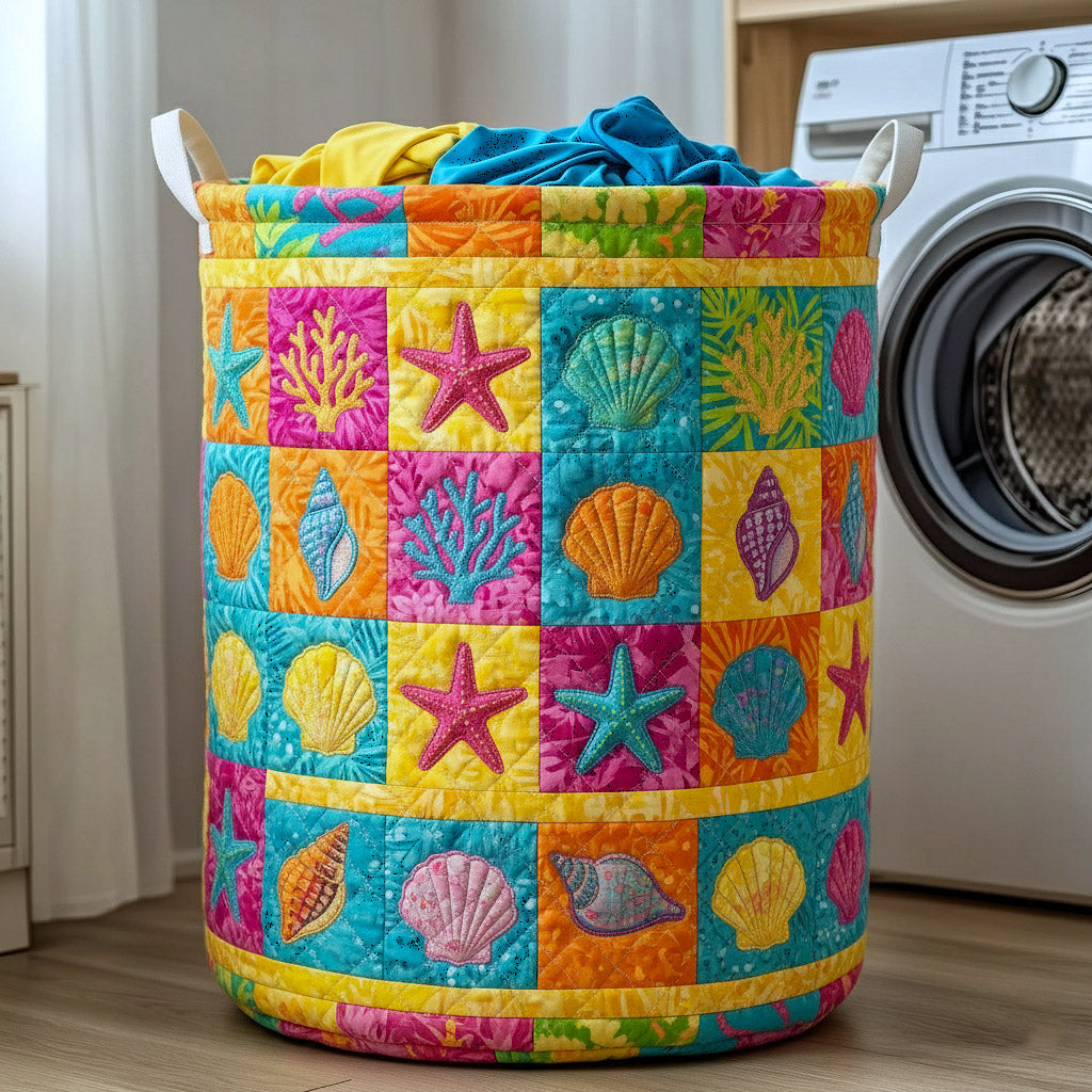 Shoreline Gems Quilted Laundry Basket Cute Storage Baskets Gifts For Your Brother - Tradiviet