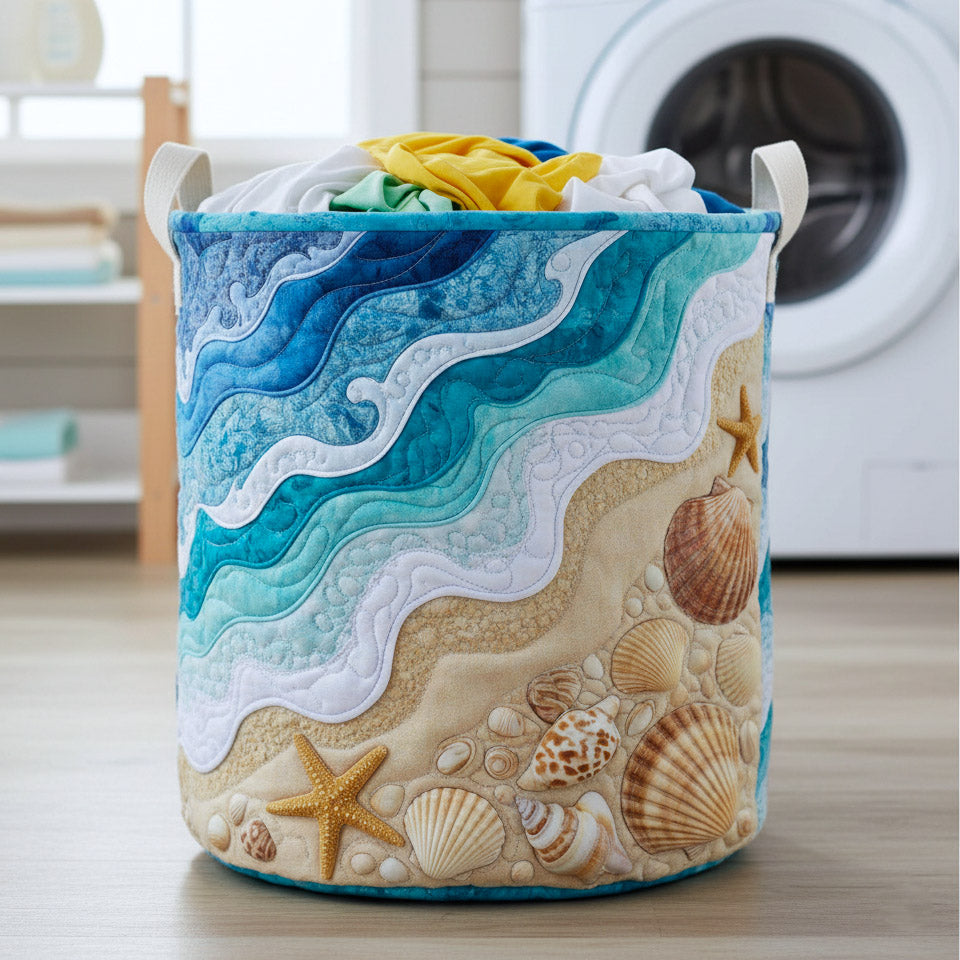 Shoreline Gems Quilted Laundry Basket Washroom Decor Basket Gifts For Father - Tradiviet