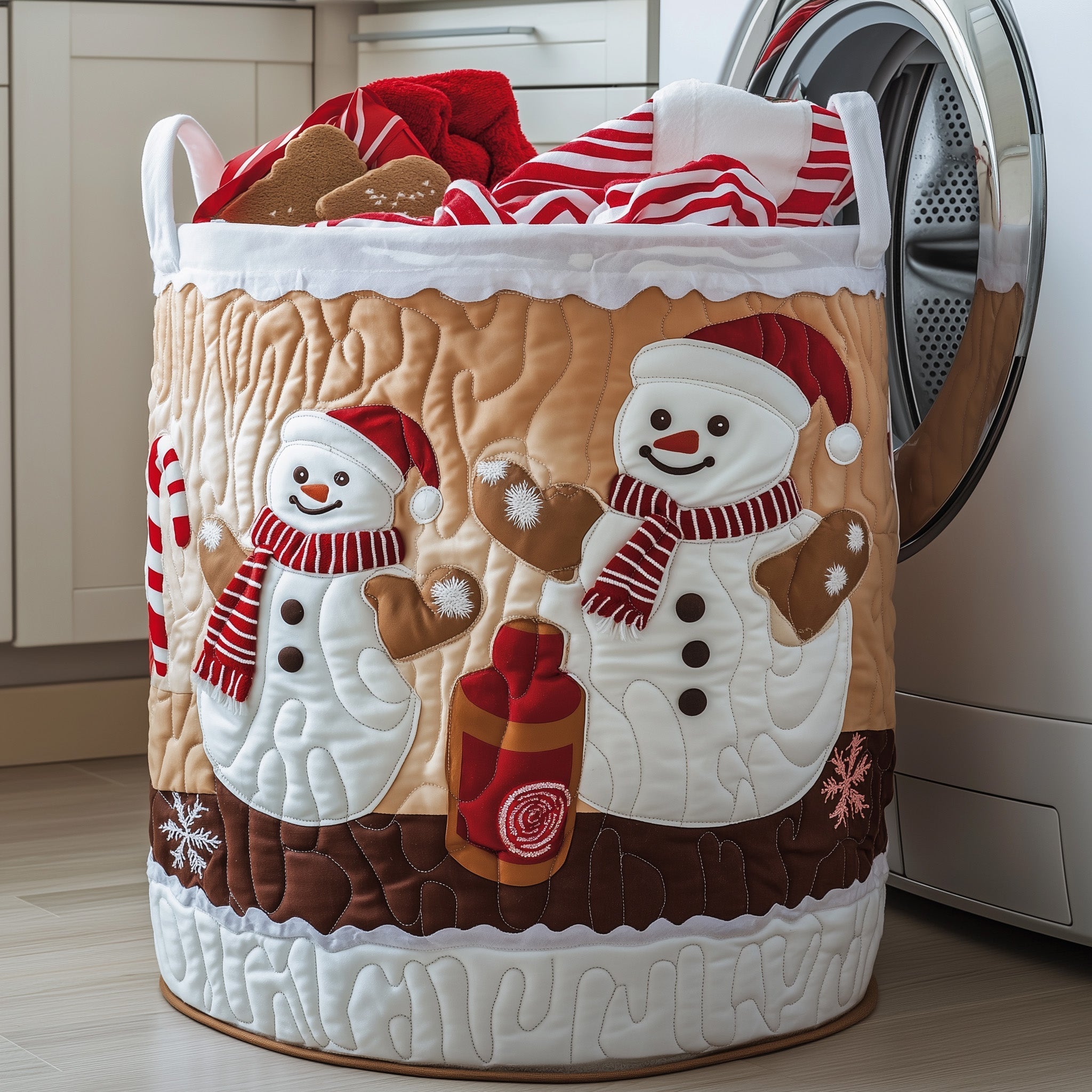 Snowman Baking Quilted Laundry Basket Funny Baskets Mother's Day Gifts For Mom - Tradiviet