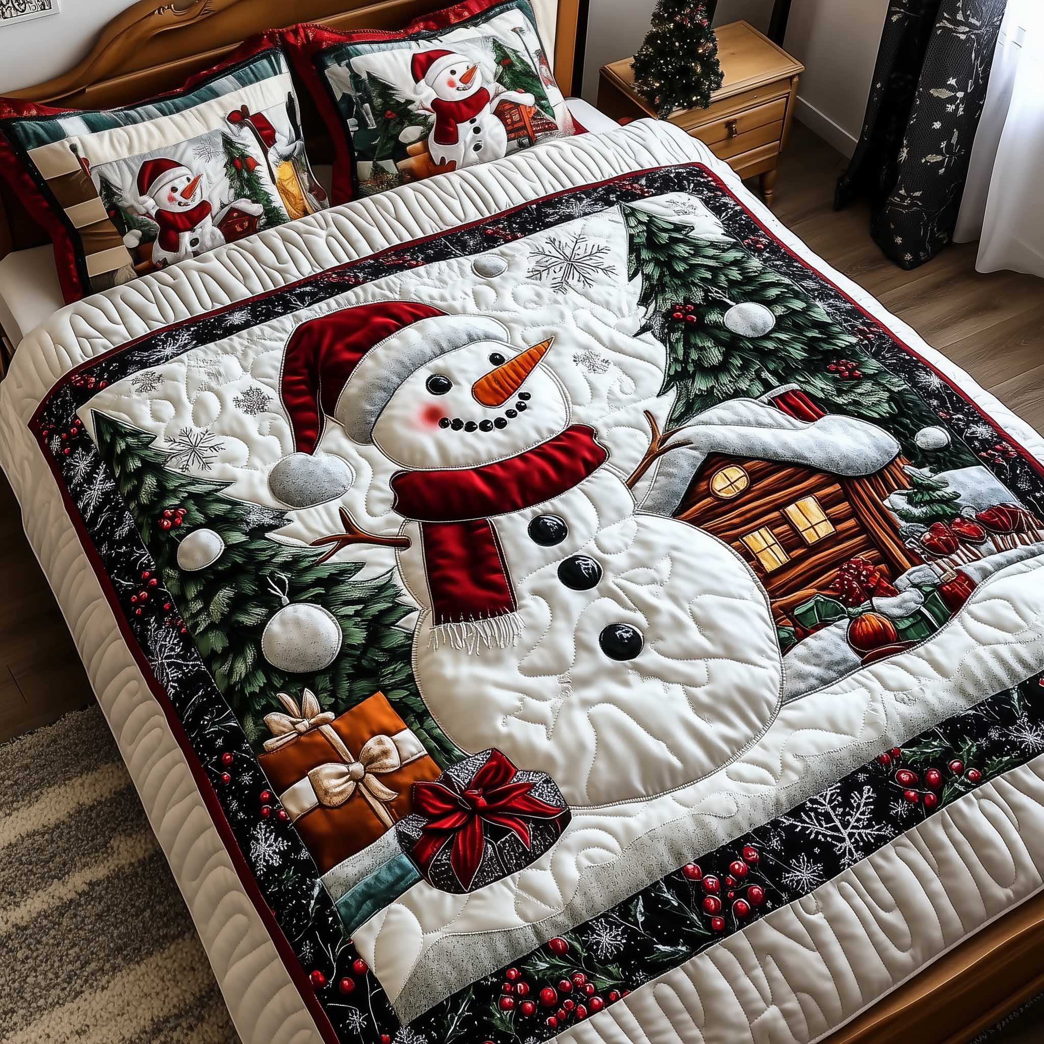 Snowy Companions Quilted Bedding Set Room Decoration Items Gift Ideas For Mom - Tradiviet