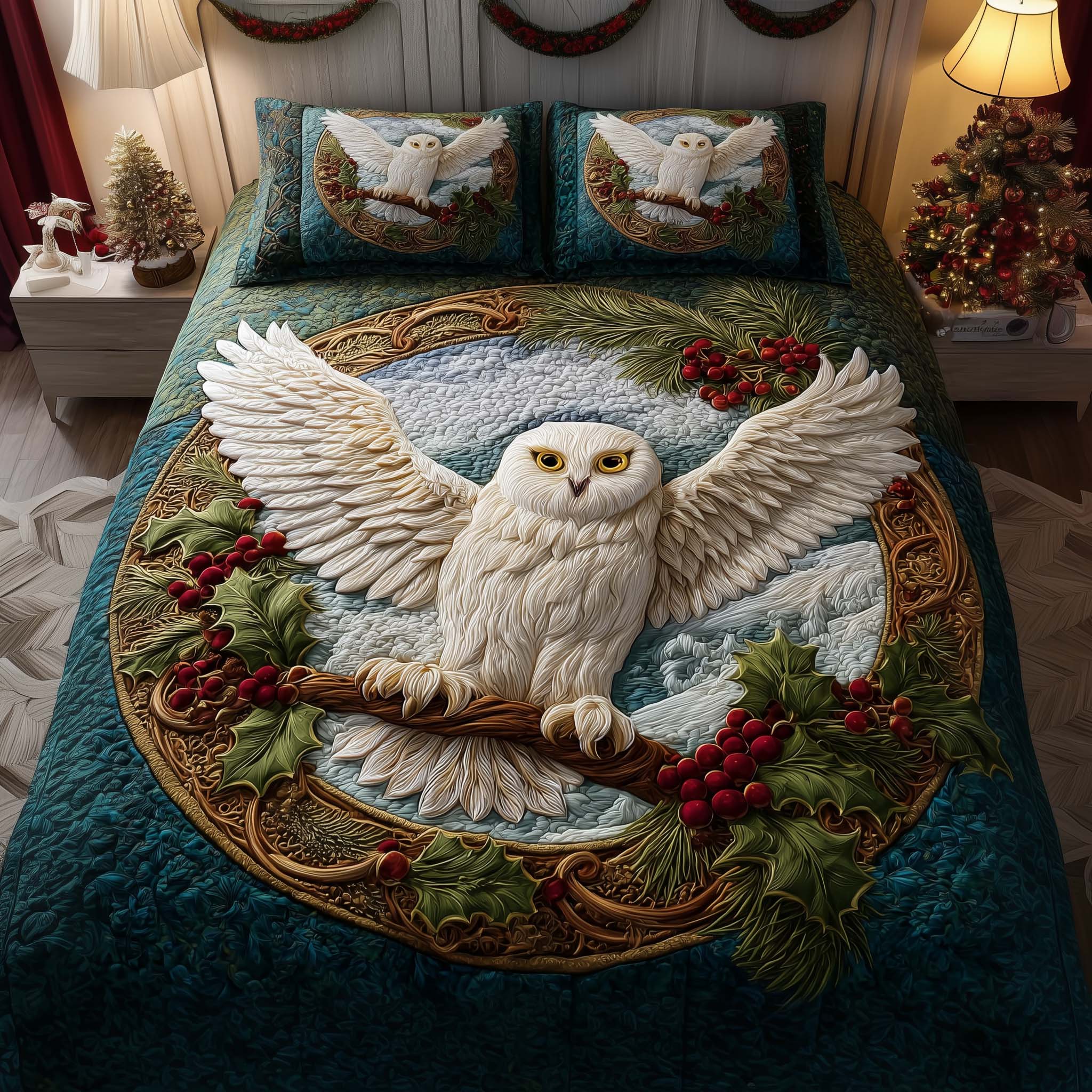 Snowy Wings Quilted Bedding Set Room Decoration Items Gifts For Mother In Law - Tradiviet