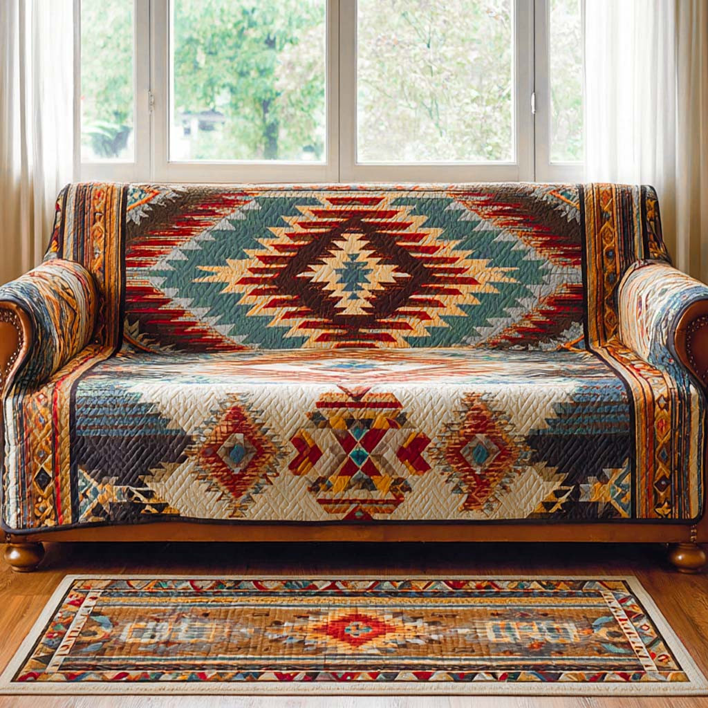 Southwestern Harmony Quilted Sofa Cover Couch Slipcovers Forest Themed Gifts