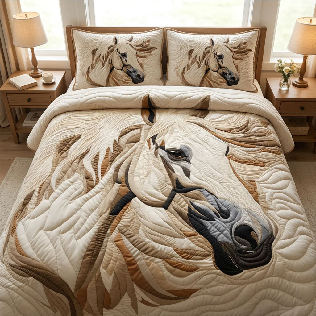 Spirit of the Mane Quilted Bedding Set Bed Room Decoration Gift For Equestrian Fans - Tradiviet