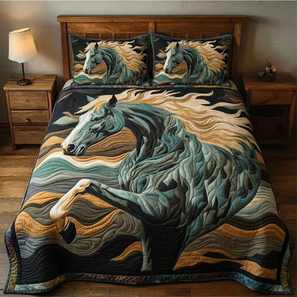 Spirit of the Mane Quilted Bedding Set Bedroom Decorations Gift For Horse Lovers - Tradiviet