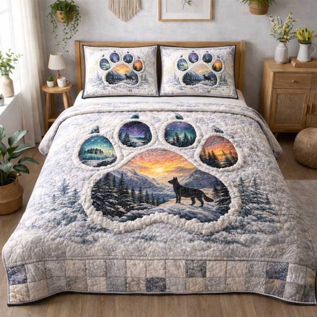Spirit Wolf Quilted Bedding Set Holiday Bedroom Decor Best Gifts For Wolf Lovers - Tradiviet