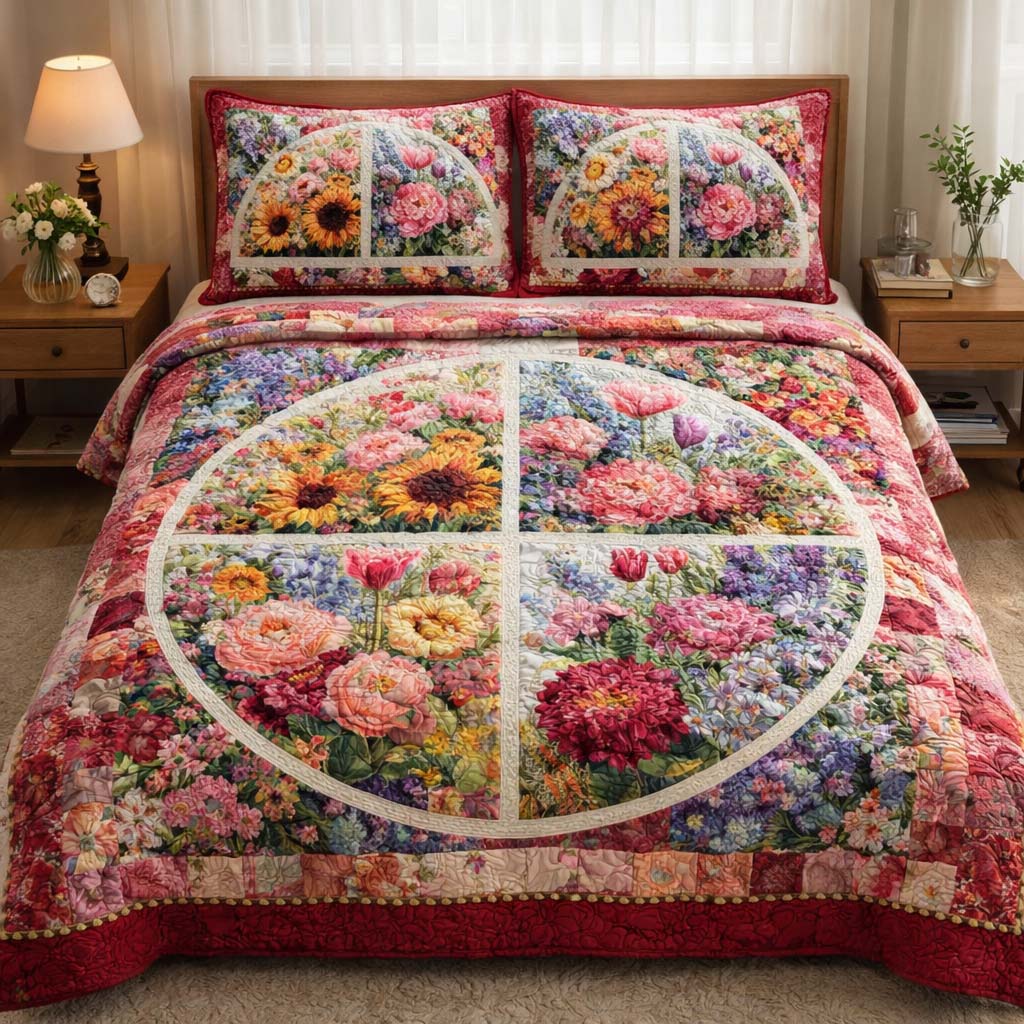 Spring Bloom Quilted Bedding Set Holiday House Decorations Mother's Day Gift Ideas - Tradiviet