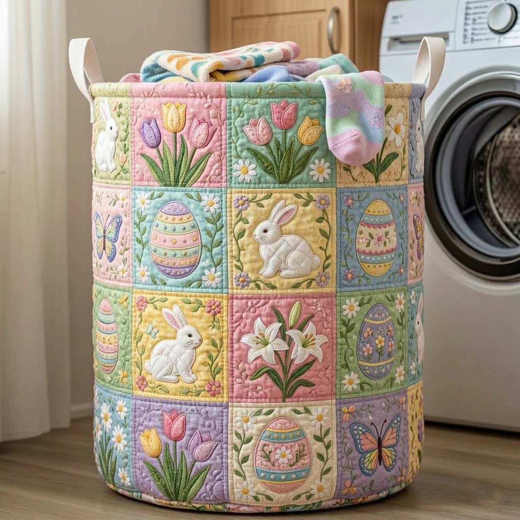 Spring Parade Quilted Laundry Basket Funny Baskets Best Gifts For Mother In Law - Tradiviet