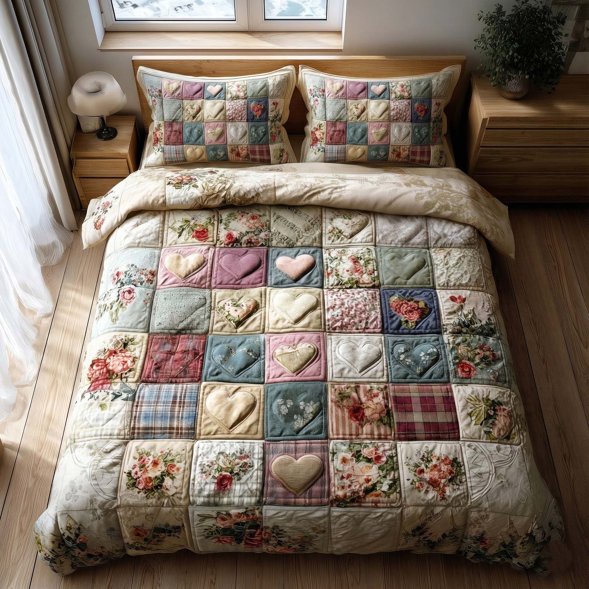 Spring Patch Quilted Bedding Set Bedroom Decorations Colorful Spring Patch Gift - Tradiviet