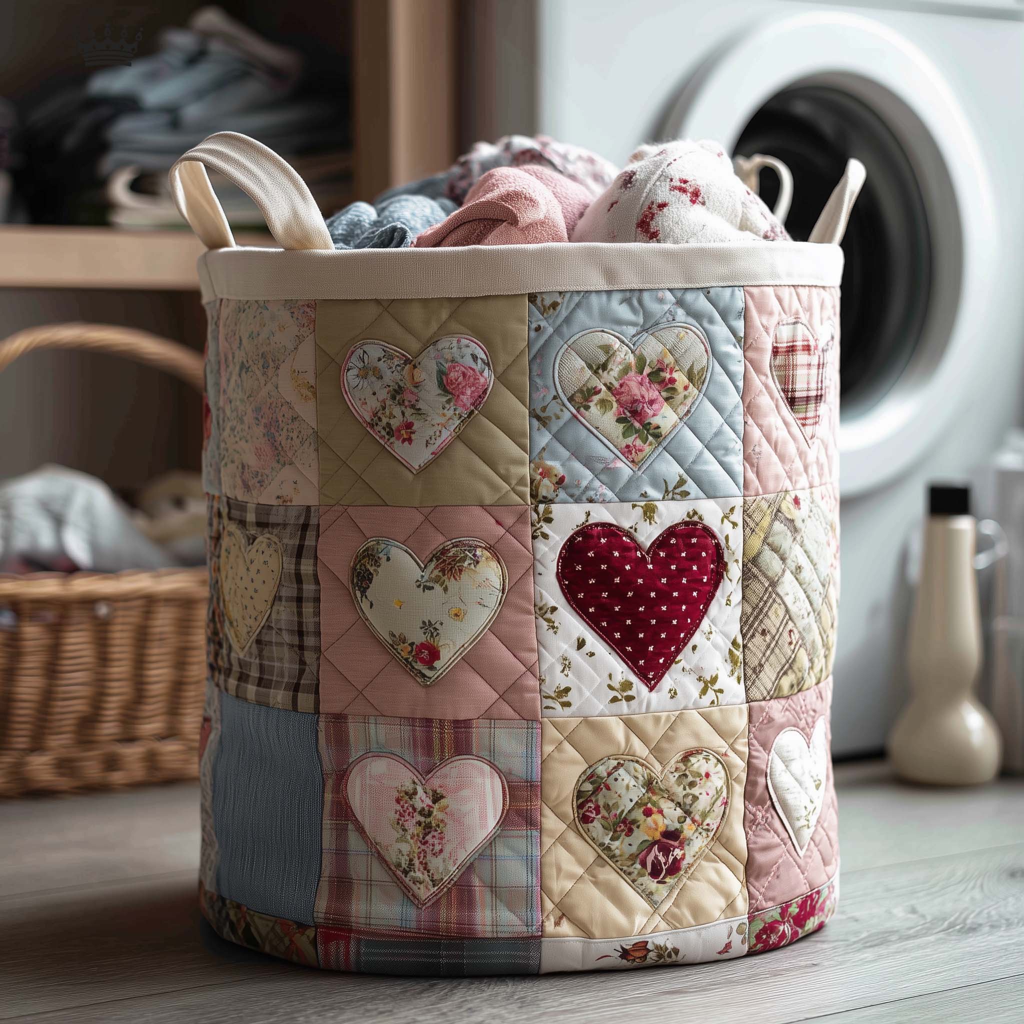 Spring Patch Quilted Laundry Basket Holiday Room Decor Dad Gifts - Tradiviet