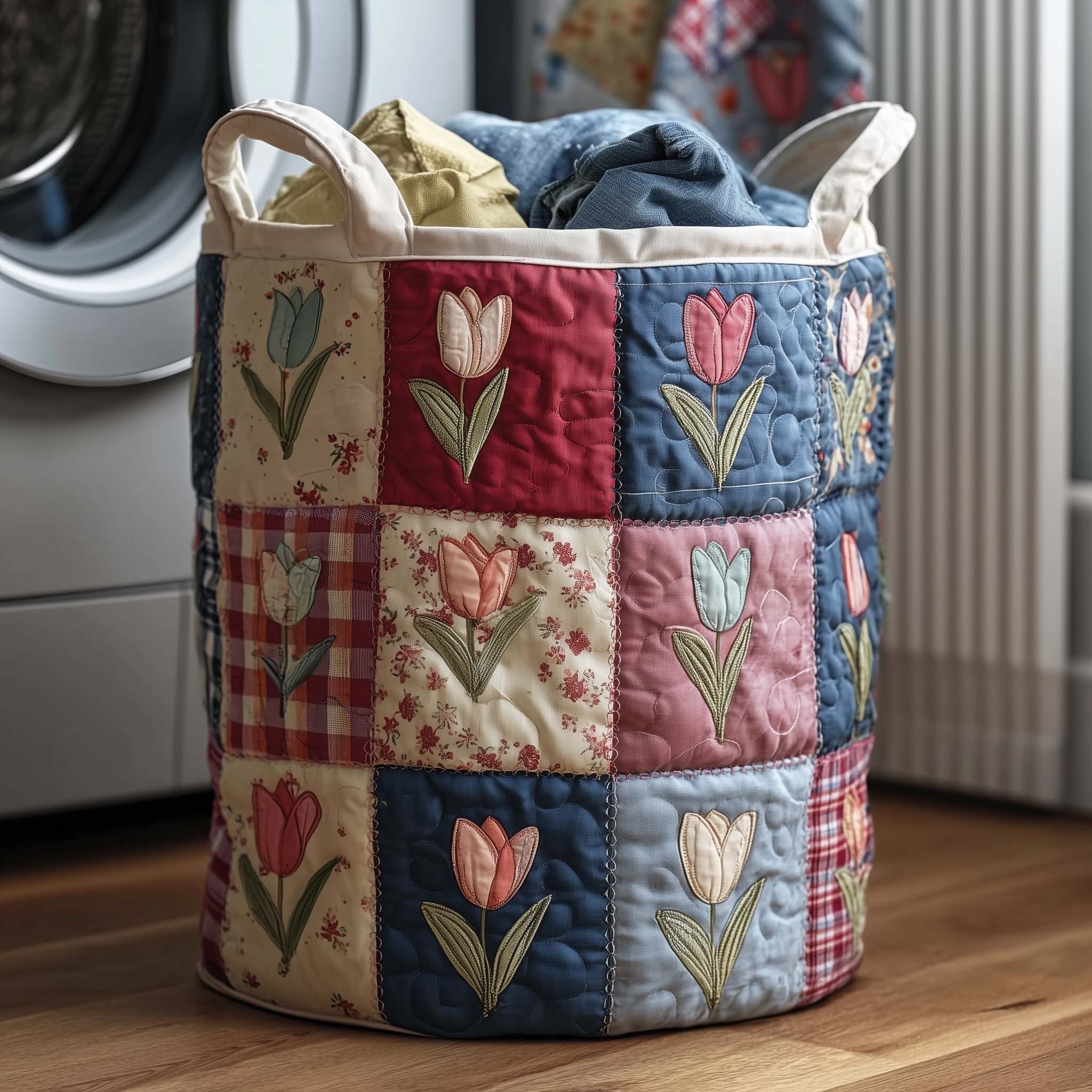 Spring Patch Quilted Laundry Basket Nice Storage Baskets Gifts For Your Brother - Tradiviet