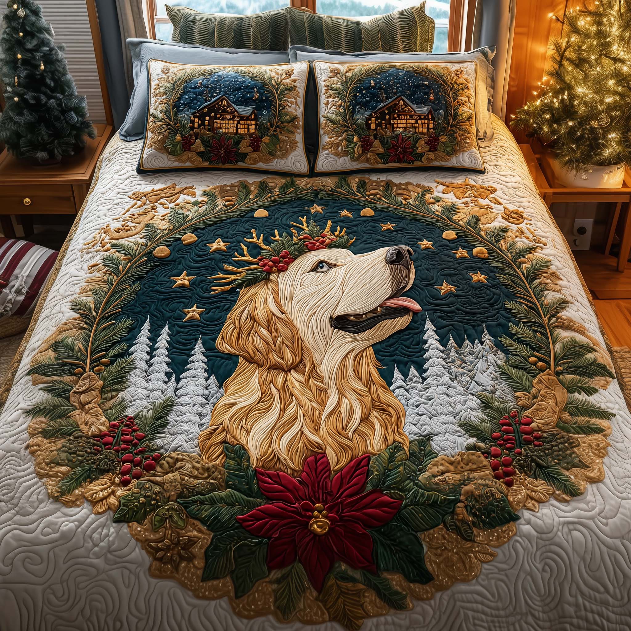 Star Crown Quilted Bedding Set Bed Room Decoration Thoughtful Gift For Star Gazers - Tradiviet
