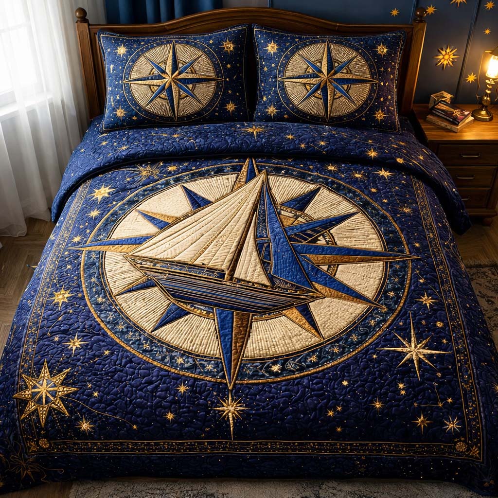 Star Navigator Quilted Bedding Set Holiday Home Decor Shining Star Gift For Kids - Tradiviet