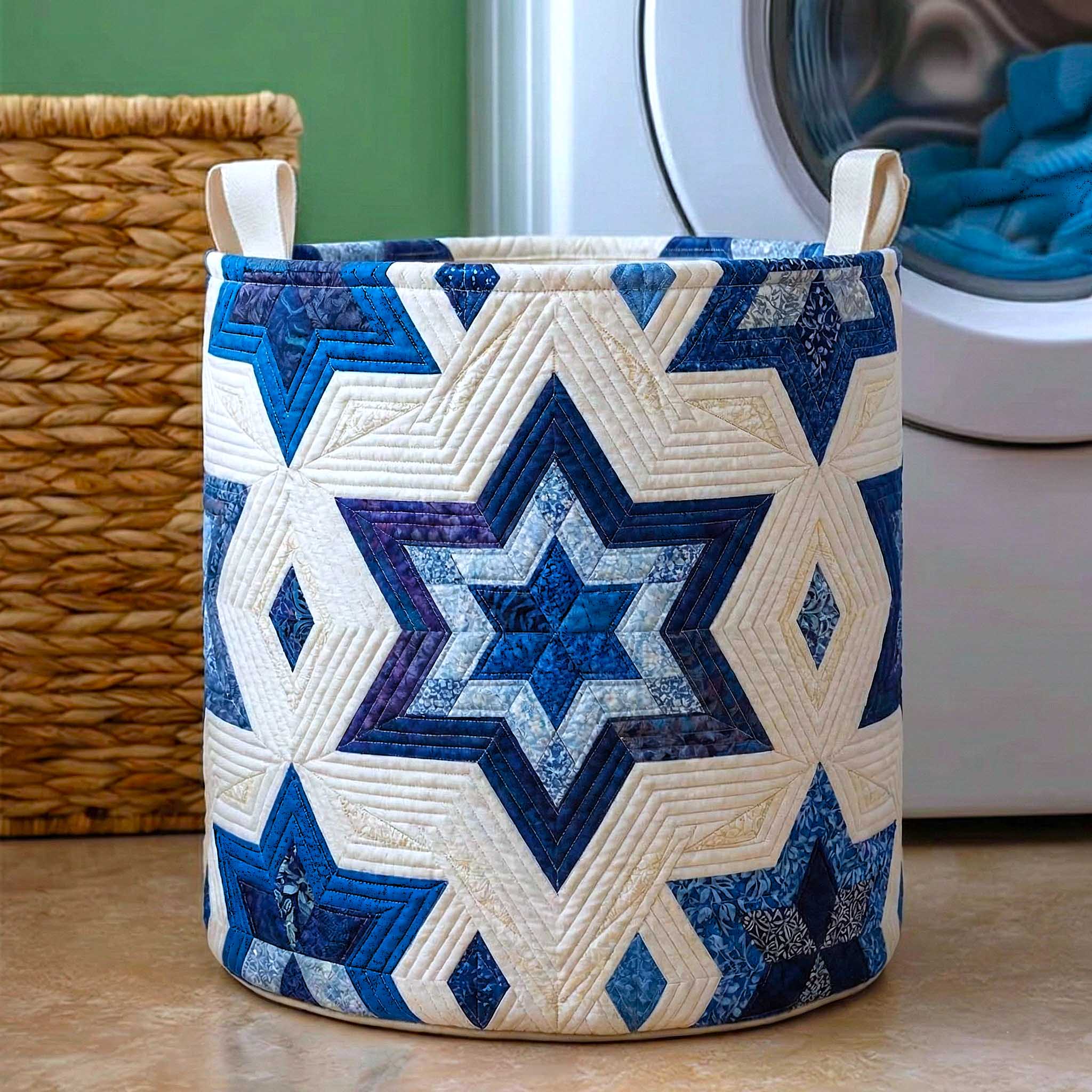 Star of David Quilted Laundry Basket Adorable Laundry Basket Gift Ideas For Sister In Law - Tradiviet