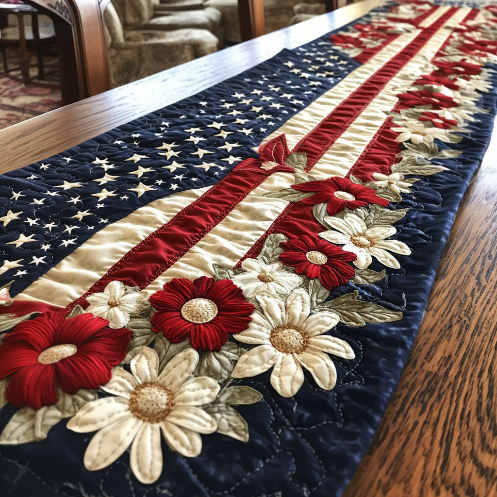 Star-Spangled Quilted Table Runner  Holiday Table Runner Fourth Of July Hostess Gifts