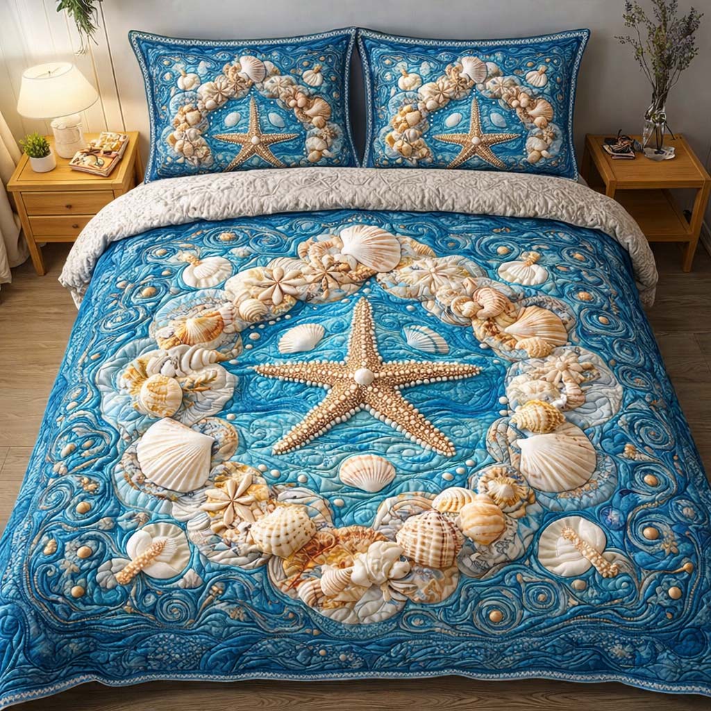Starfish Crown Quilted Bedding Set Room Decoration Items Mothers Day Ideas - Tradiviet