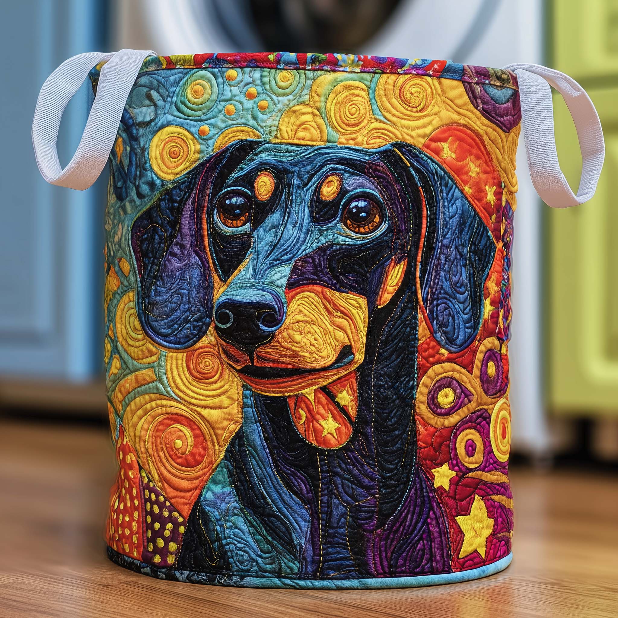 Starry Dachshund Quilted Laundry Basket Cool Laundry Hamper Mother's Day Gift Ideas - Tradiviet