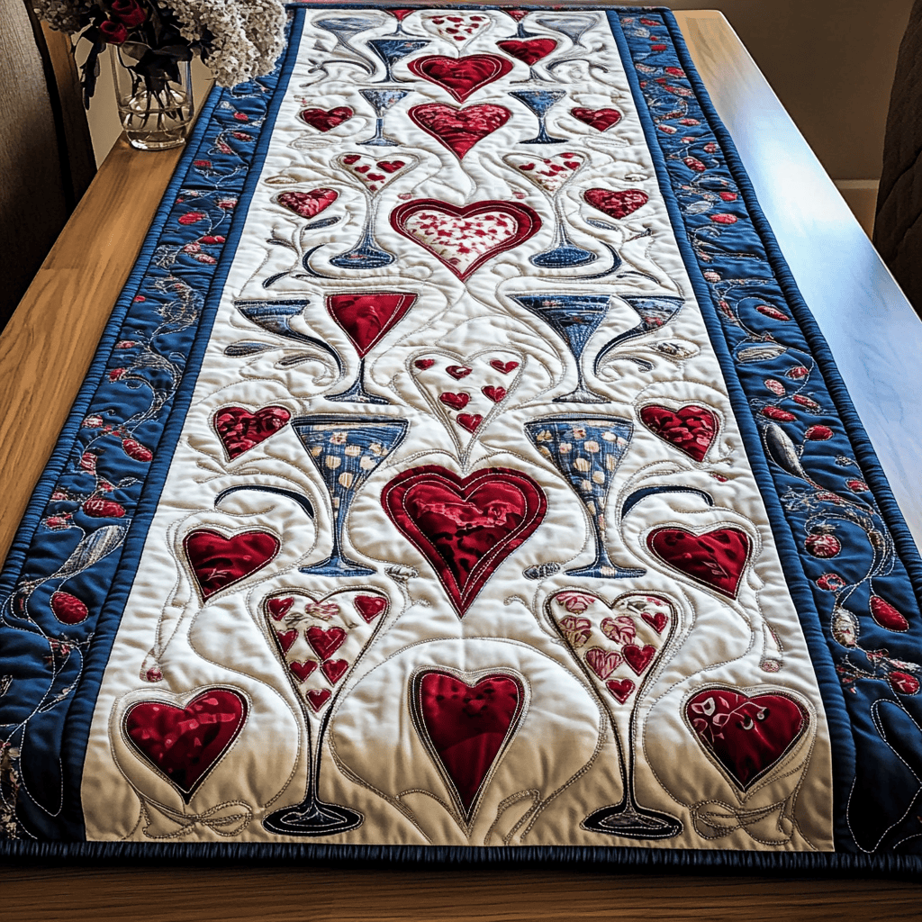 Starry Stripes Quilted Table Runner  Dining Table Runner Fourth Of July Birthday Gifts