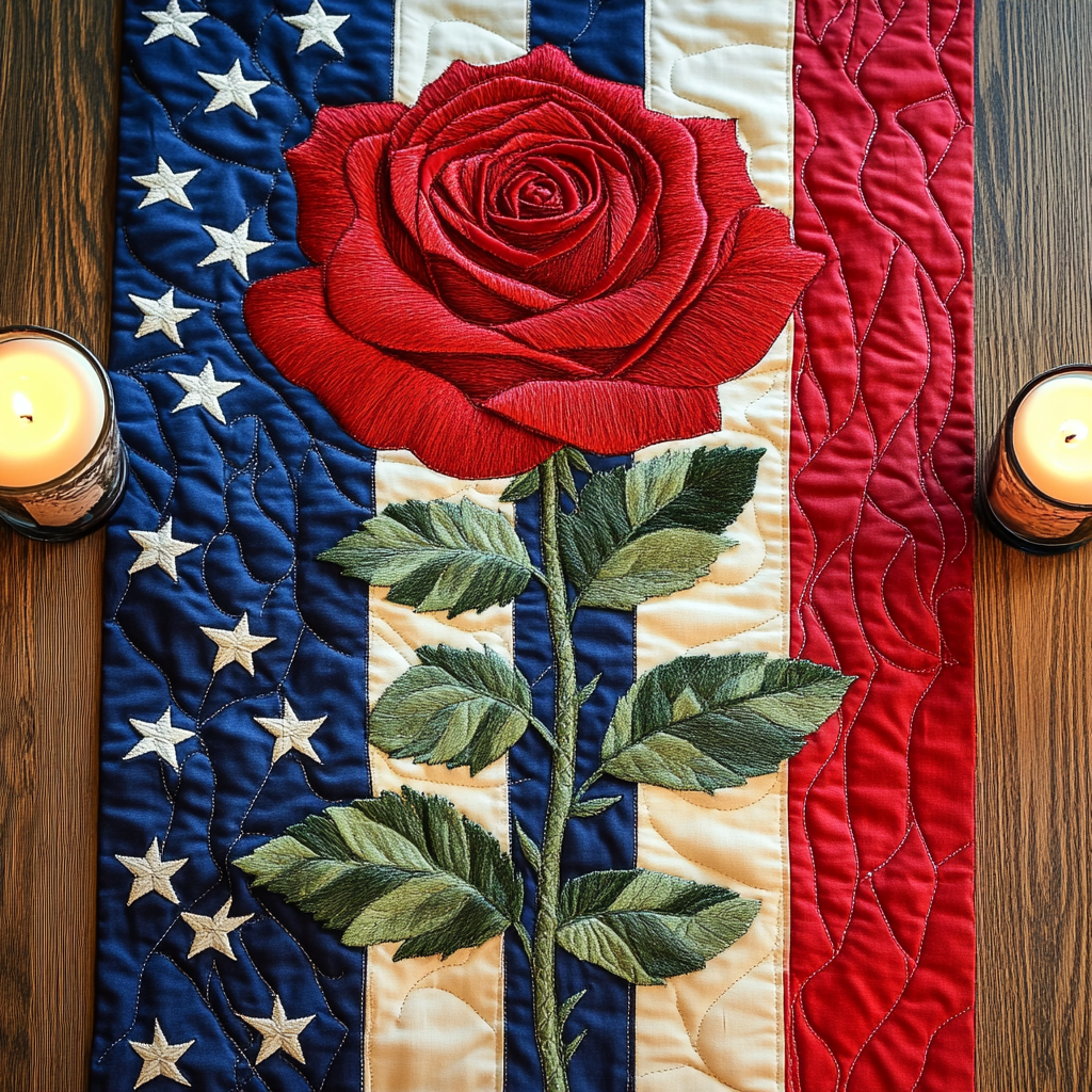 Stars Stripes Quilted Table Runner  Dining Table Runner 4Th Of July Party Gifts