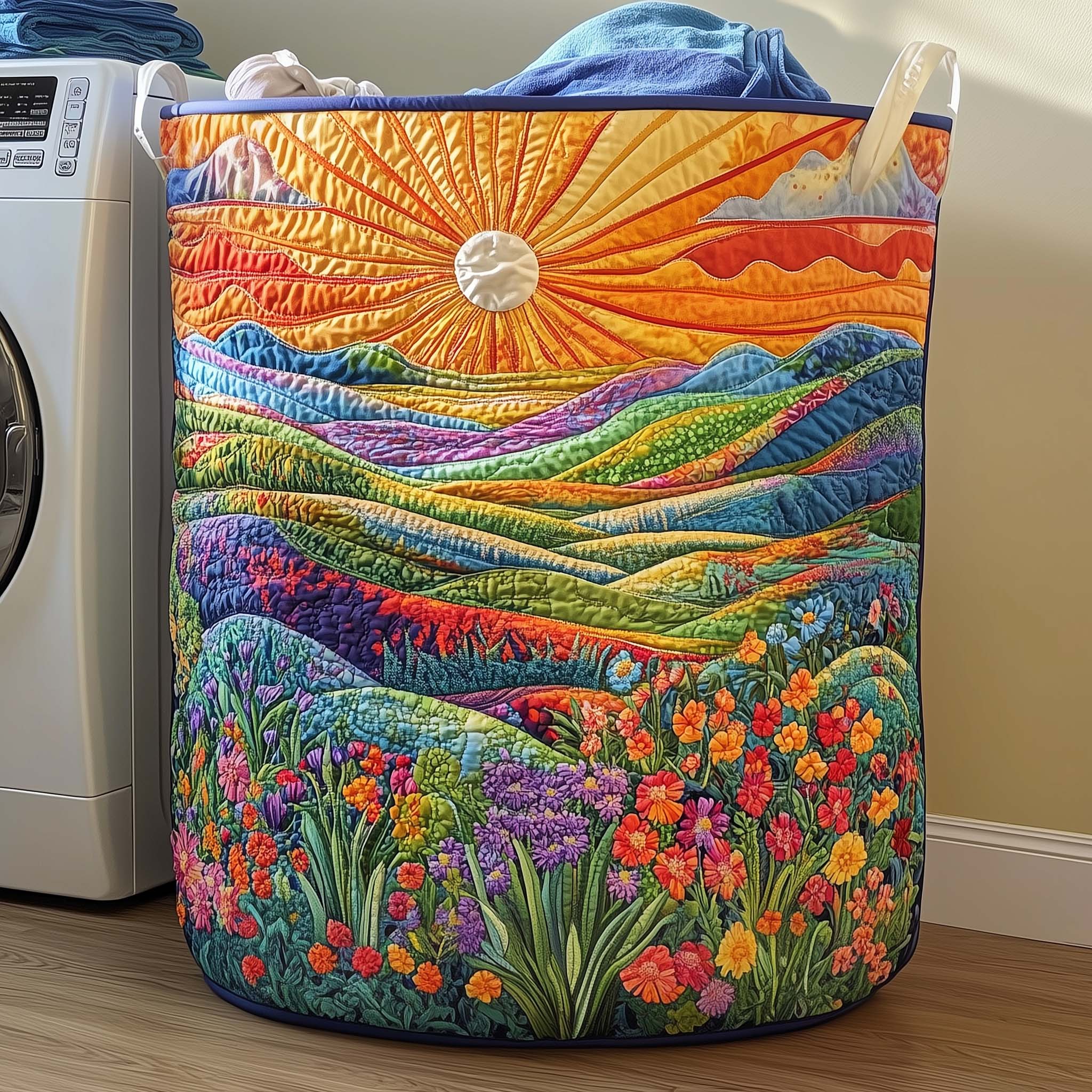 Sunbeam Quilted Laundry Basket Washroom Decor Baskets Gift Ideas For Dad - Tradiviet