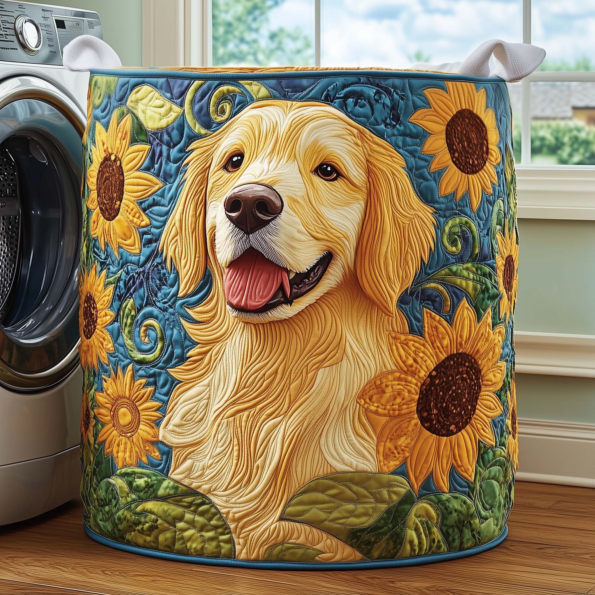 Sunflower Golden Quilted Laundry Basket Funny Baskets Mother's Day Gifts For Wife - Tradiviet