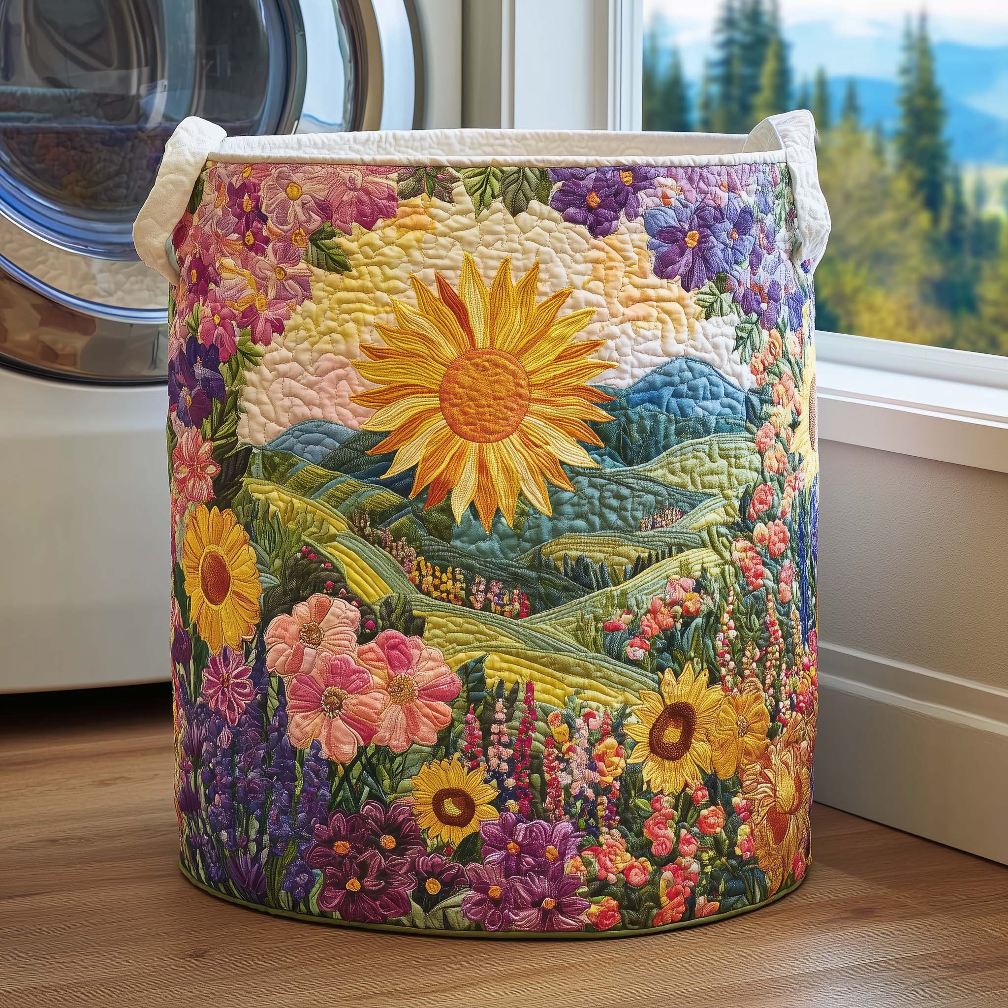 Sunlit Garden Quilted Laundry Basket Nice Storage Baskets Best Mothers Day Gifts - Tradiviet