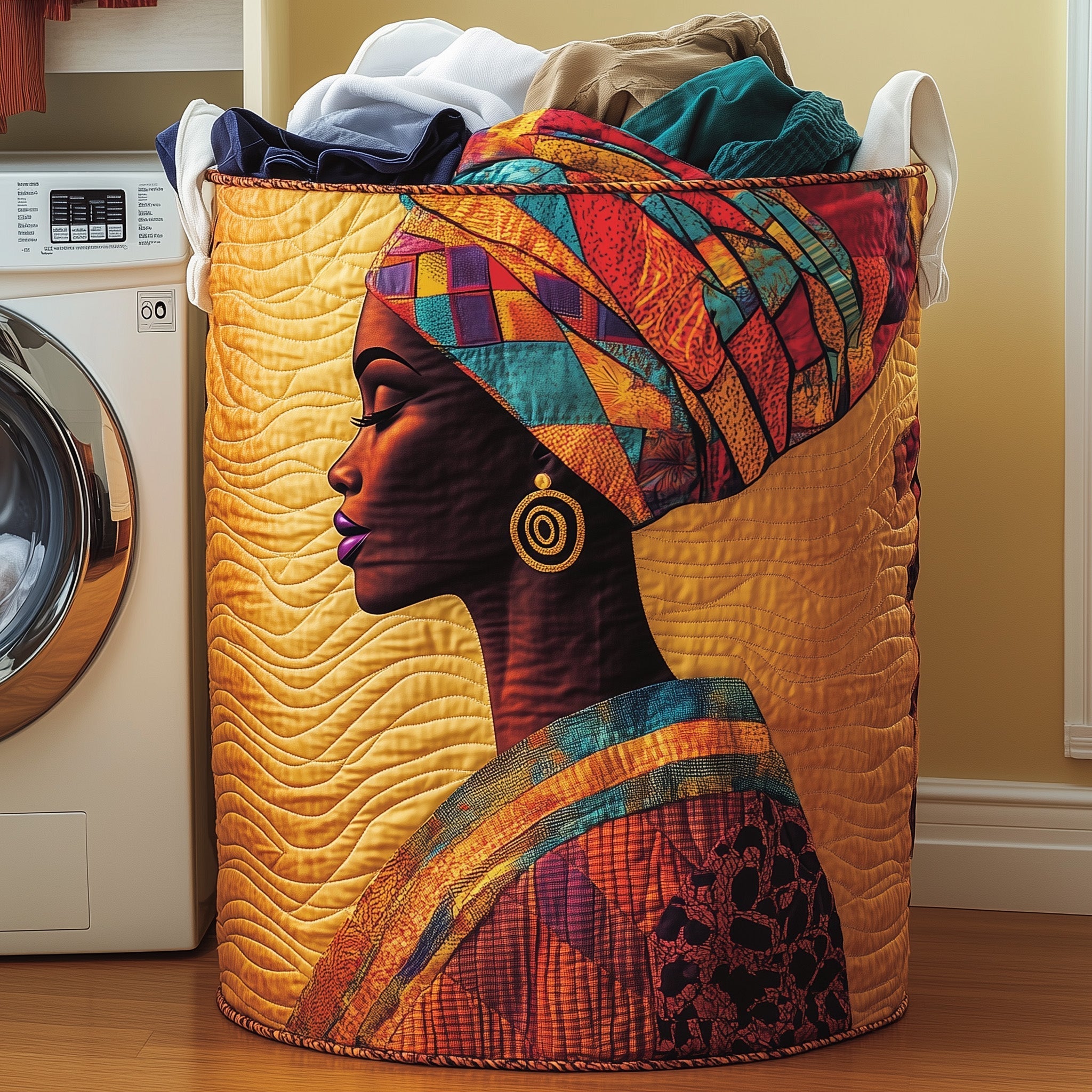 Sunlit Majesty Quilted Laundry Basket Washroom Decor Basket Gift For Grandma - Tradiviet
