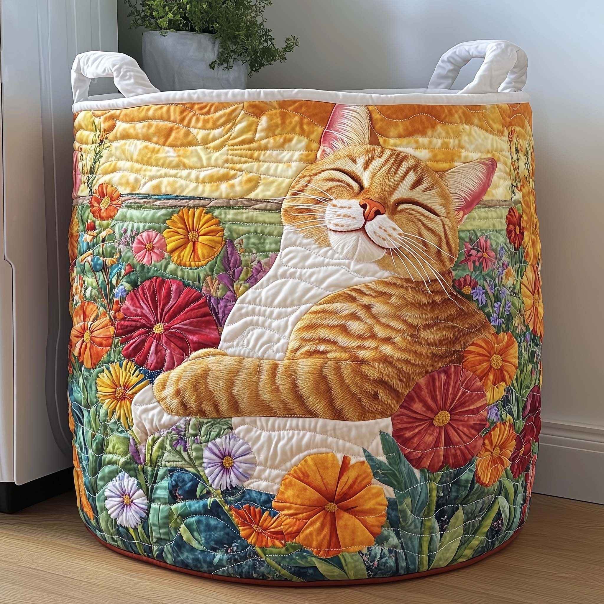 Sunny Bliss Quilted Laundry Basket Aesthetic Storage Baskets Mother's Day Gifts For Mom - Tradiviet
