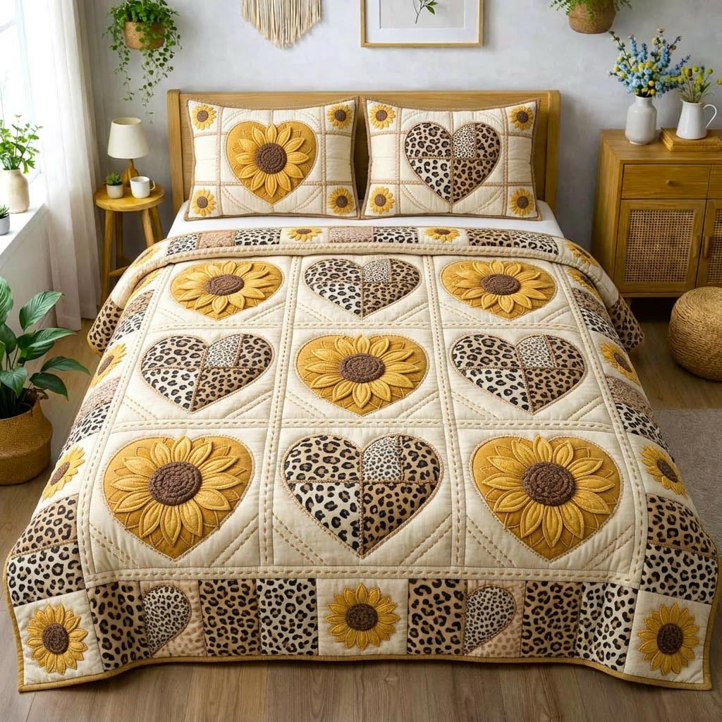 Sunny Bloom Quilted Bedding Set Sunflower Bloom Room Decor Best Gift For Mom - Tradiviet