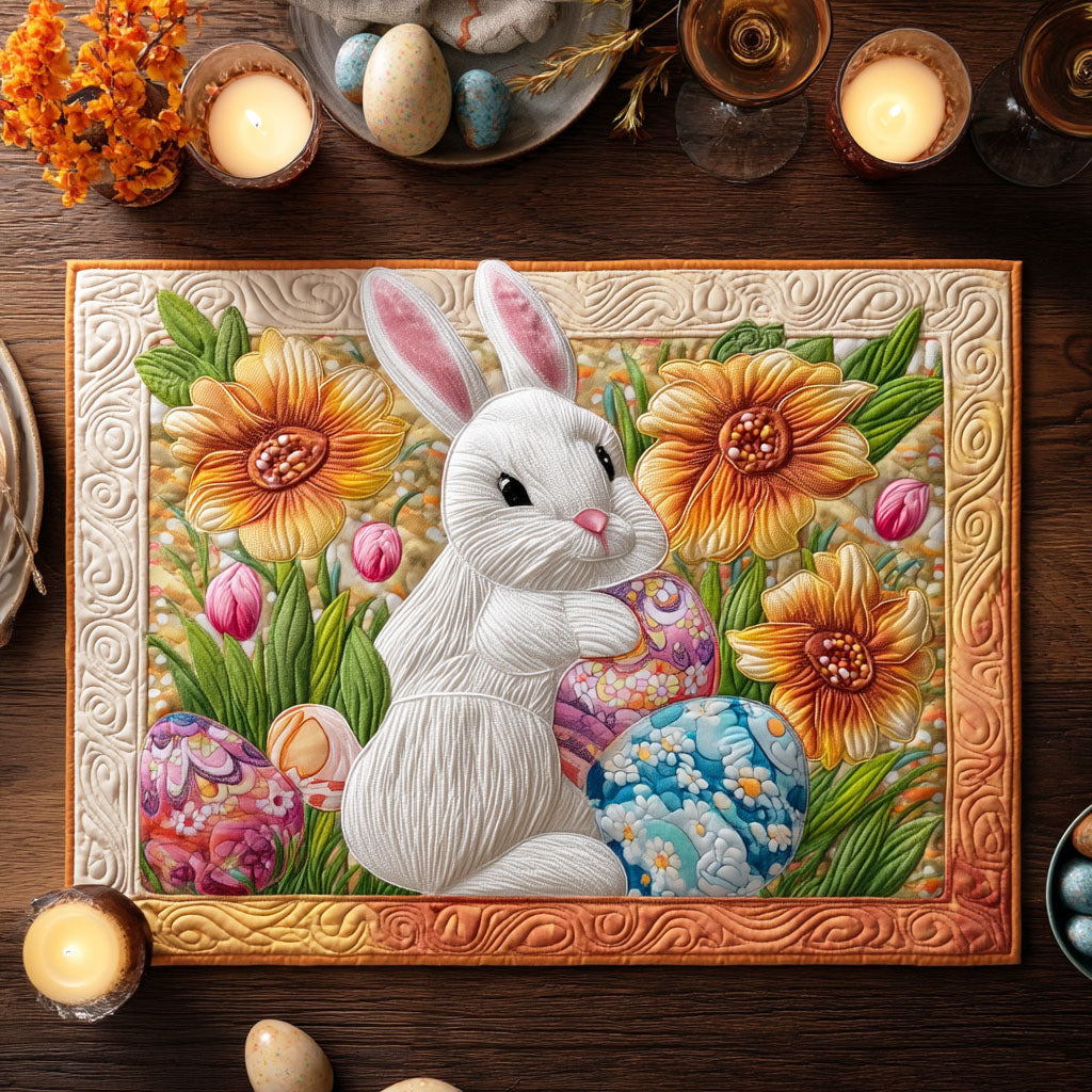 Sunny Bunny Fields Quilted Place Mat Spring Festival Easter Room Decor Gift for Mom - Tradiviet