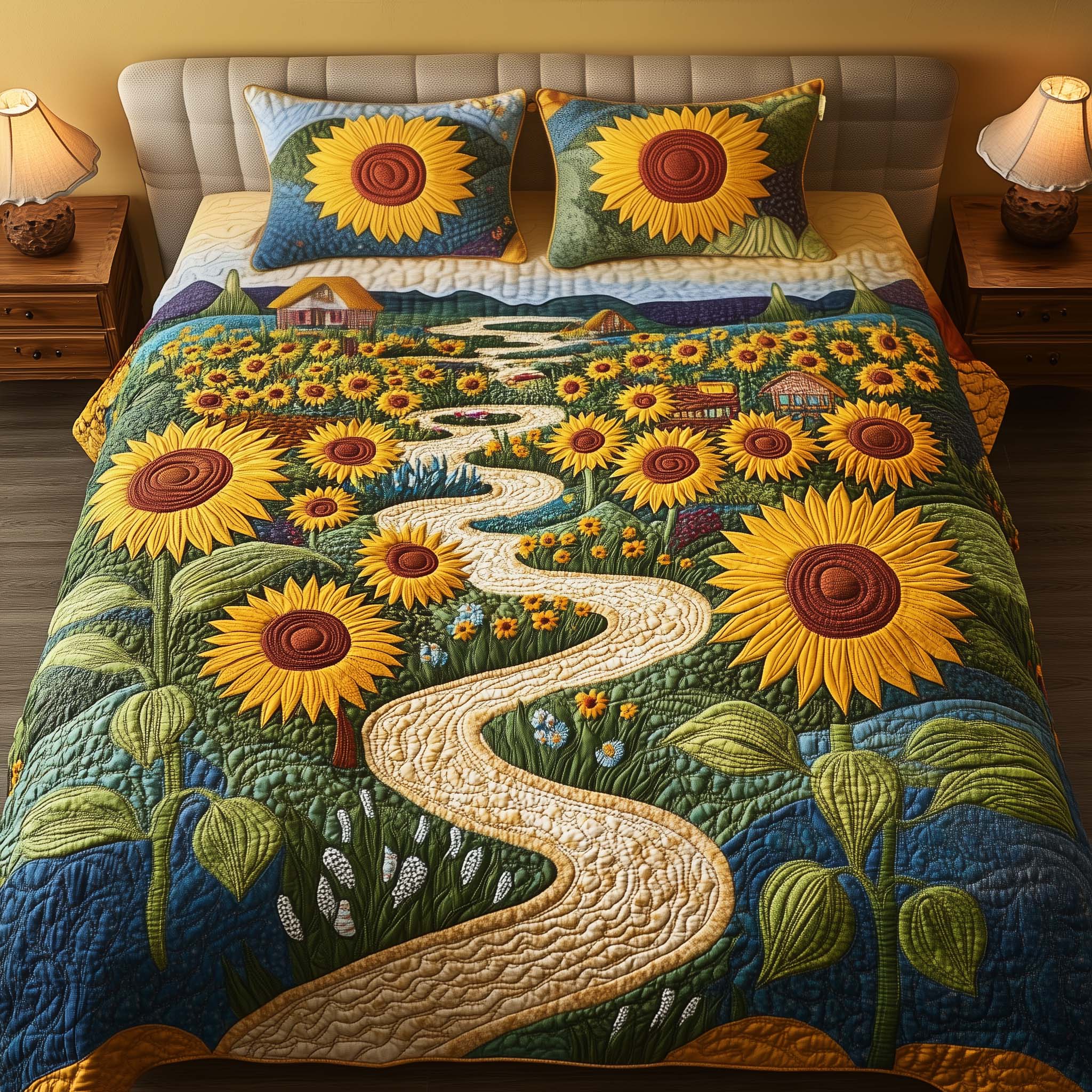 Sunny Path Quilted Bedding Set Holiday Home Decor Presents For Mom In Law - Tradiviet