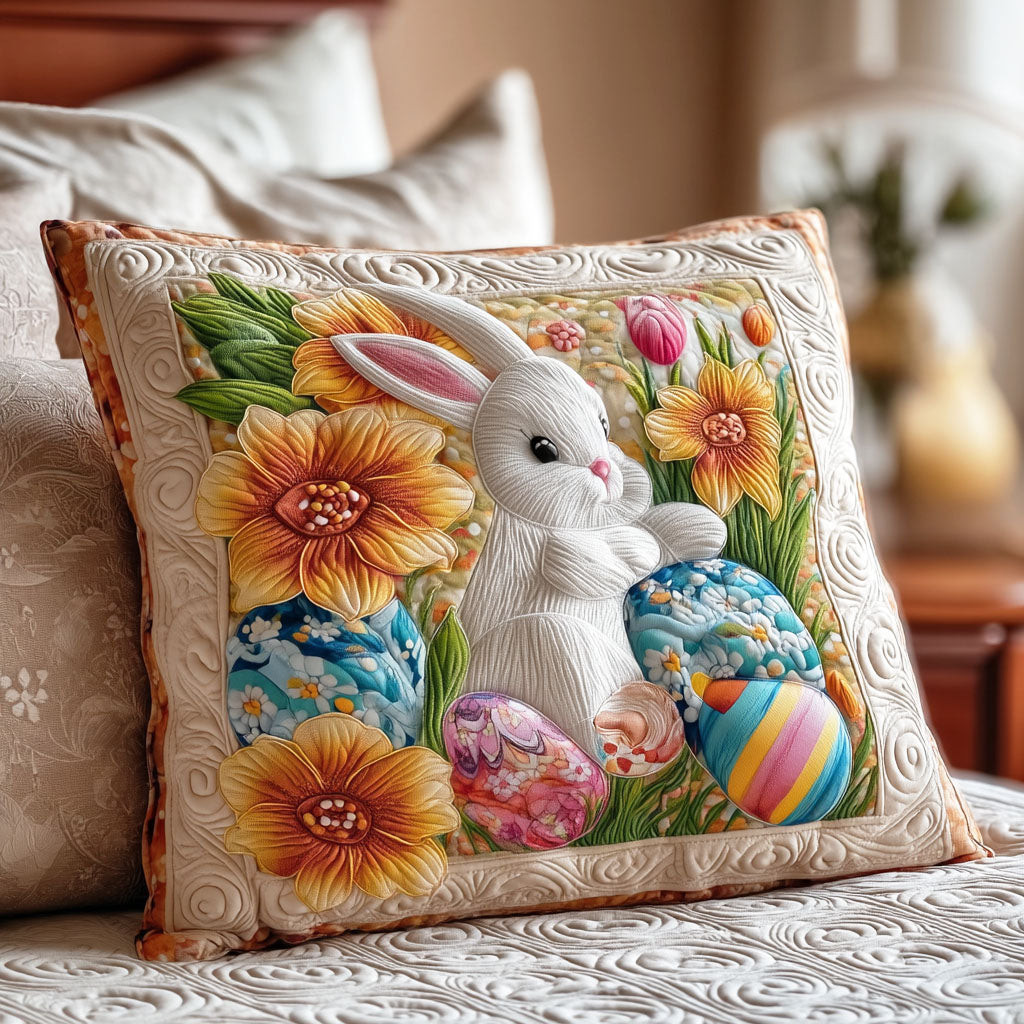 Sweet Spring Quilted Pillow Case Sweet Bunny Easter Room Decor Best Gift For Wife - Tradiviet