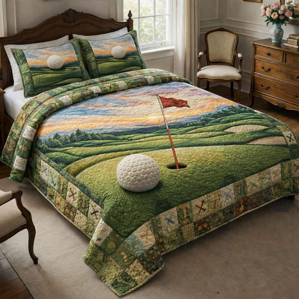 Tee Time Quilted Bedding Set Bedroom Decorations Good Mothers Day Gifts - Tradiviet