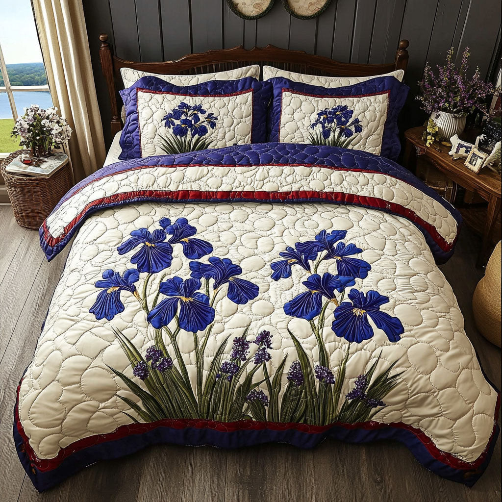 Tennessee Iris Serenity Quilted Bedding Set Duvet Covers 4Th Of July Neighbor Gifts